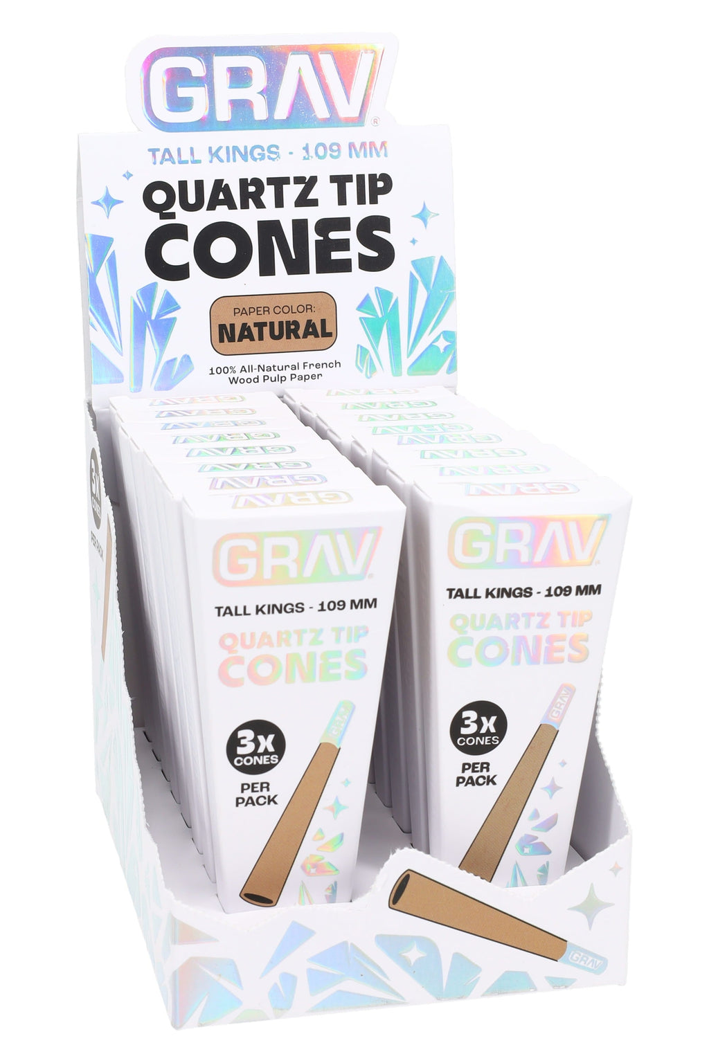 GRAV Tall Kings Quartz Tip Cones – 109 mm – 3/Pack – 16-Count Display