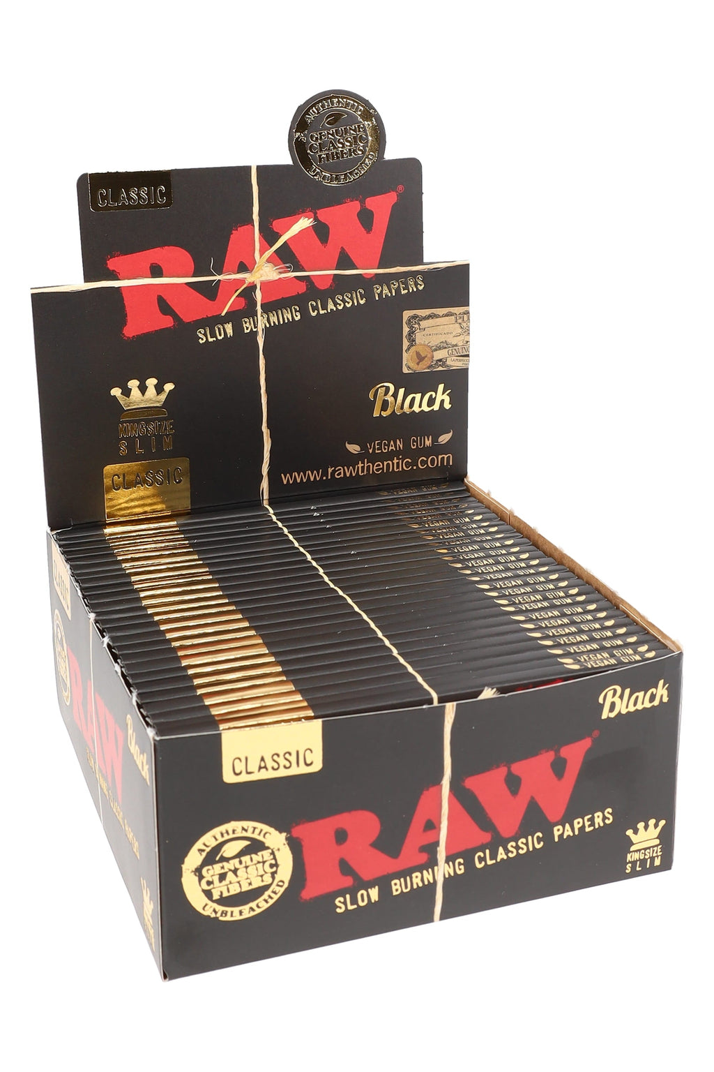 RAW Black King Size Slim Rolling Papers – 50-Count Display