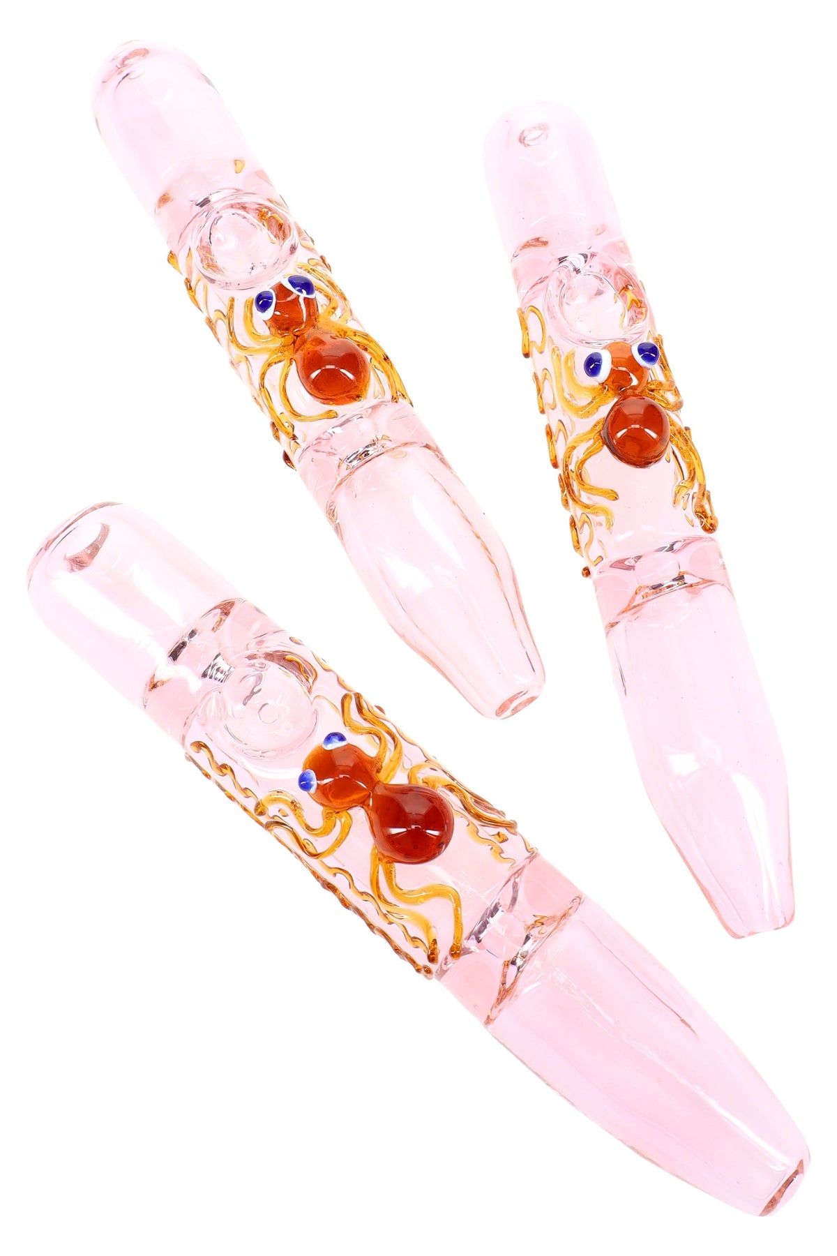 Pink Glass Critter Steamroller “Octo-Roller” – 7″