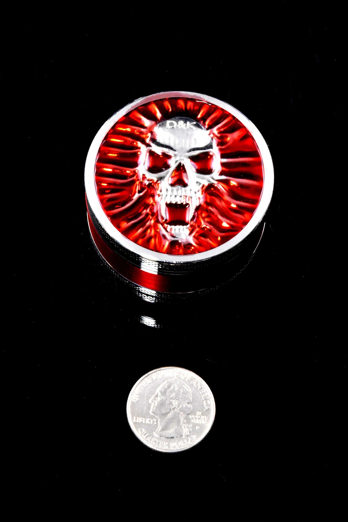 Colored 3-Part Metal Herb Grinder – Skull Lid – 2″ – Assorted