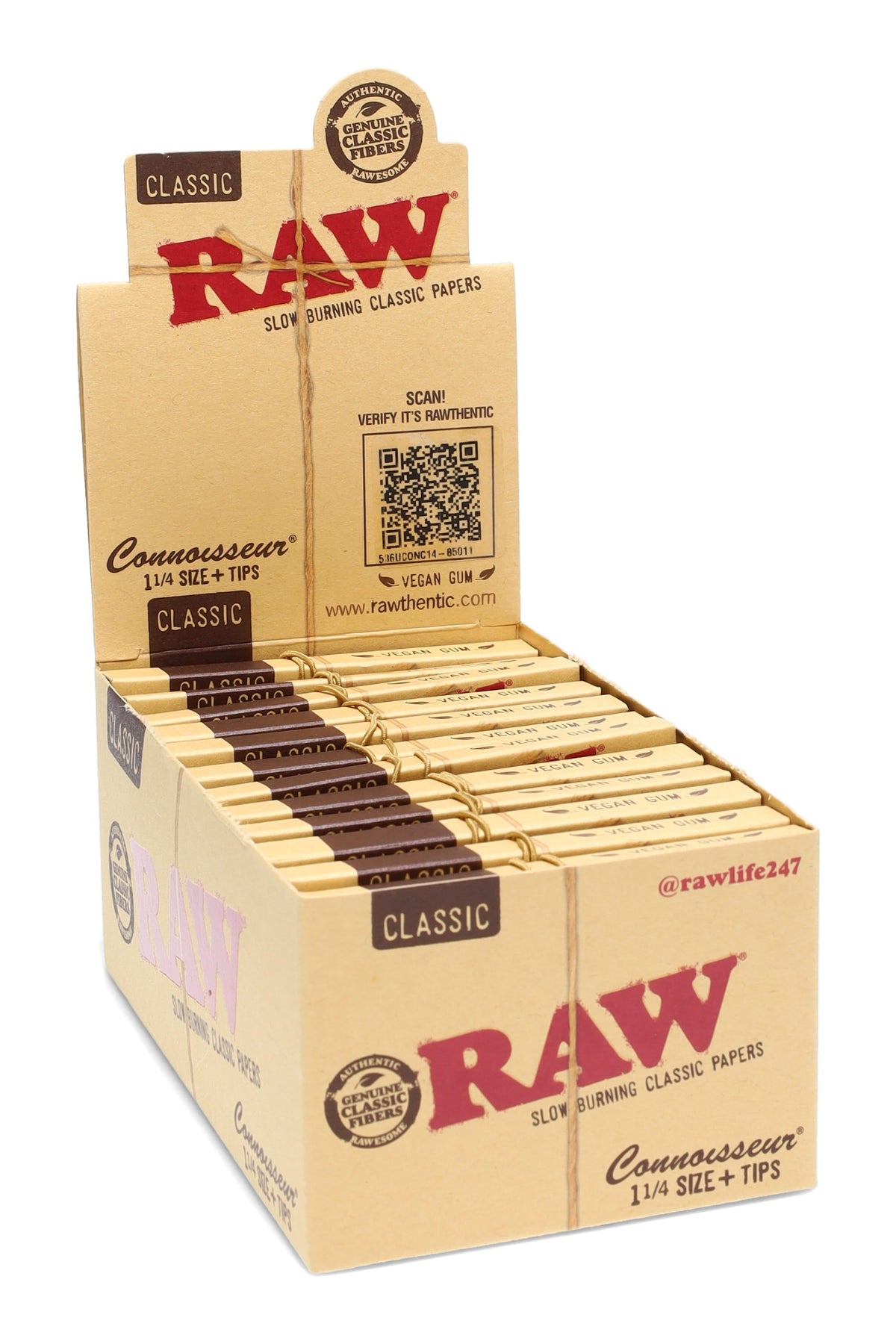 RAW Classic Connoisseur + Tips – 24-Count Display – 1¼ Size