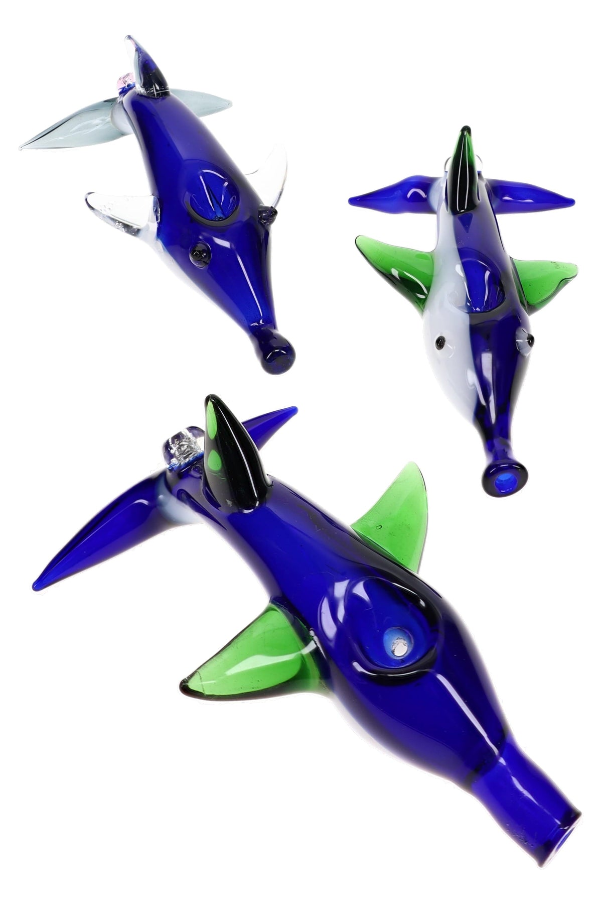 Multicolored Glass Dolphin Hand Pipe “Reef Rider” – 6″ – Assorted Colors