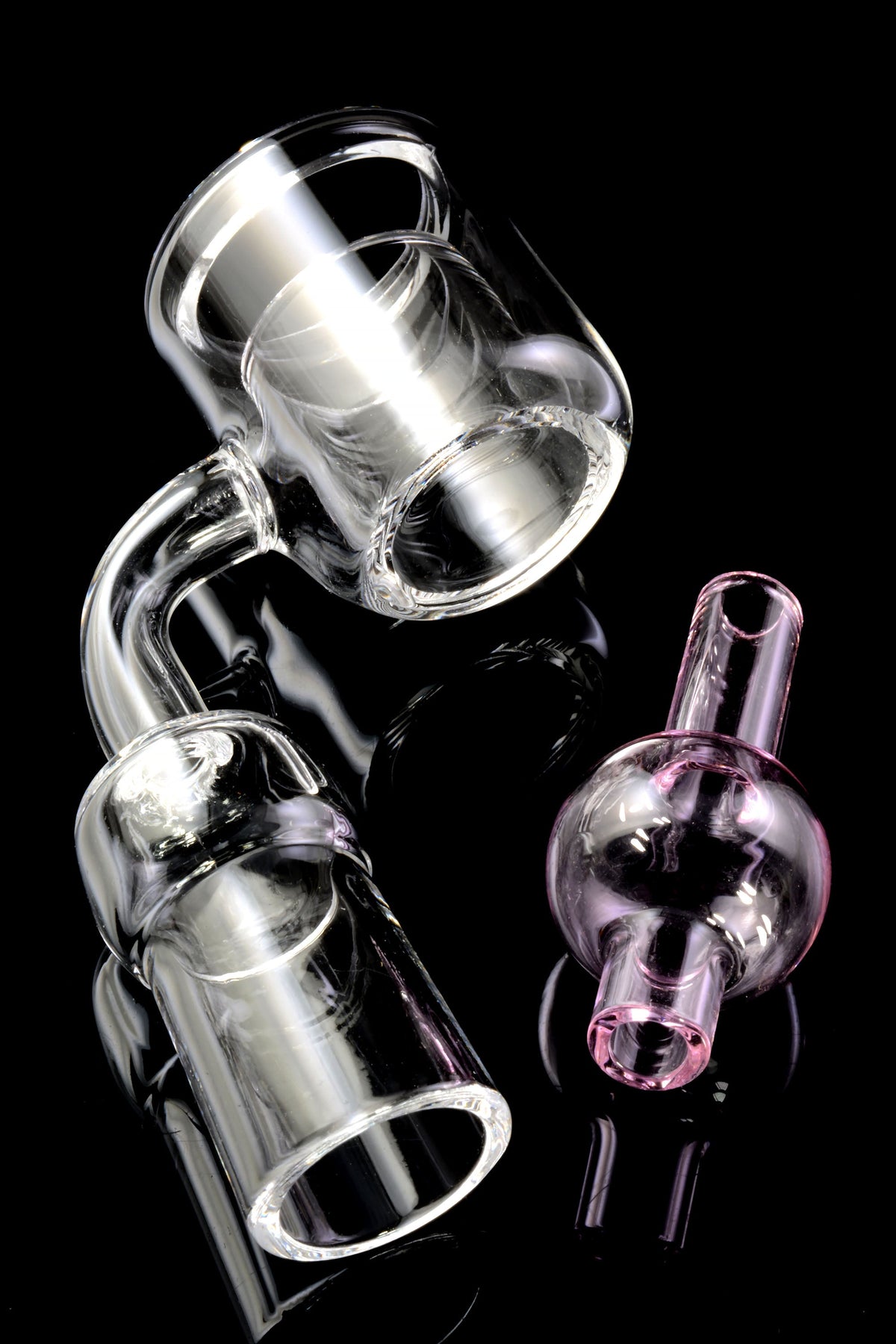 Quartz 14.5 mm Male/Female 90° Thermal Banger – With Bubble Carb Cap