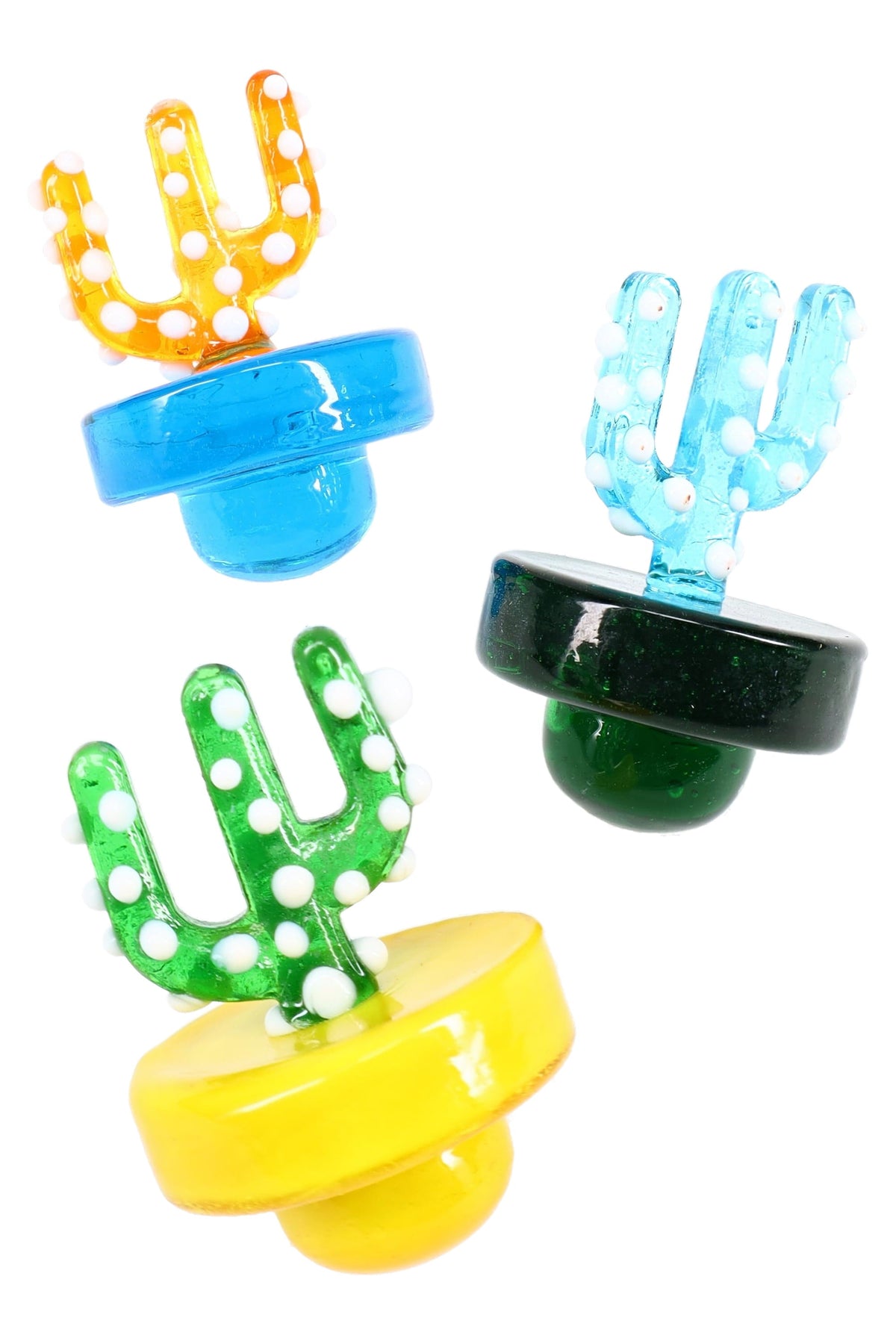 Glass Cactus Carb Cap “Desert Spinner” – Bubble/Directional – Assorted Colors