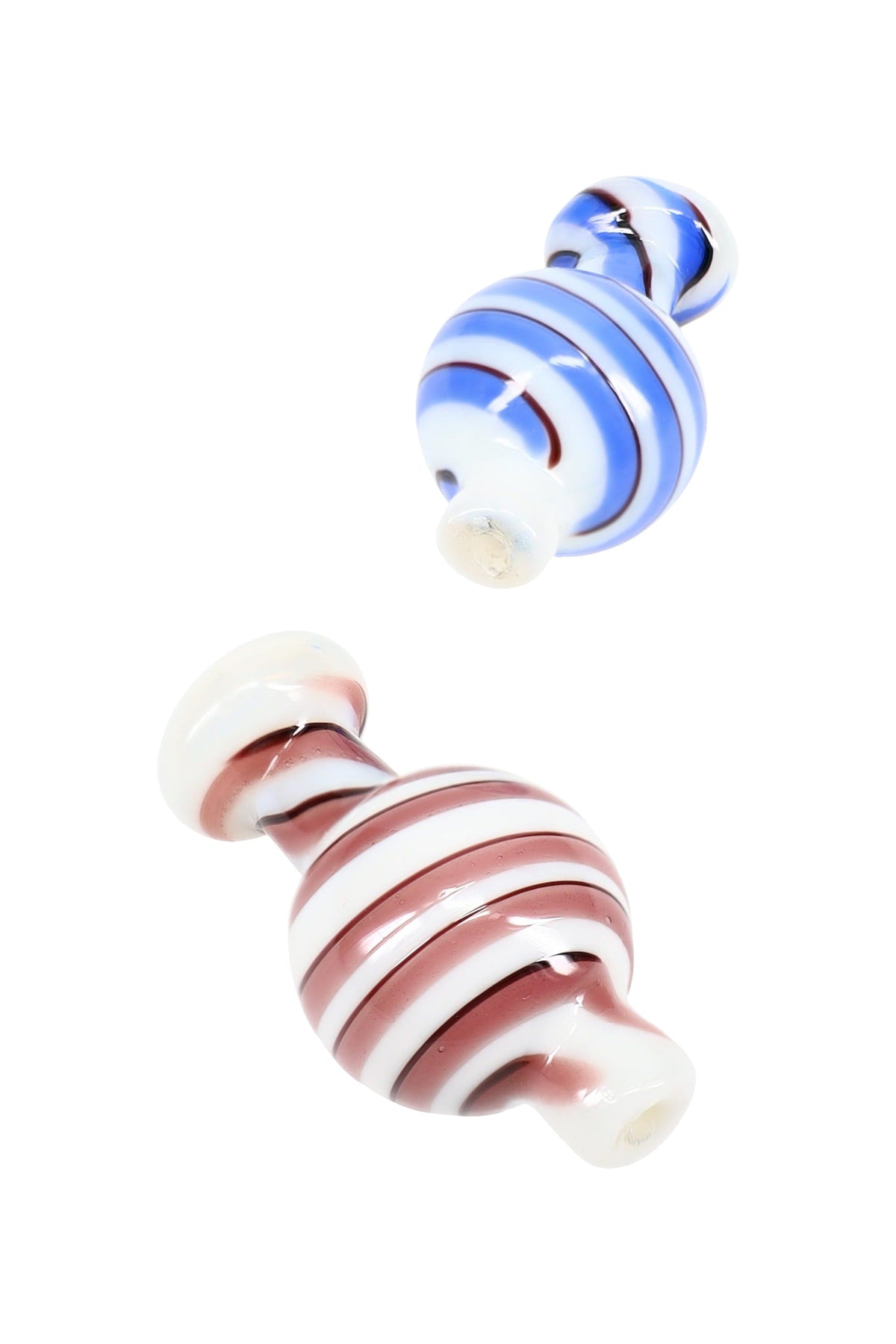 White Spiral Stripe Glass Carb Cap – Blue/Plum
