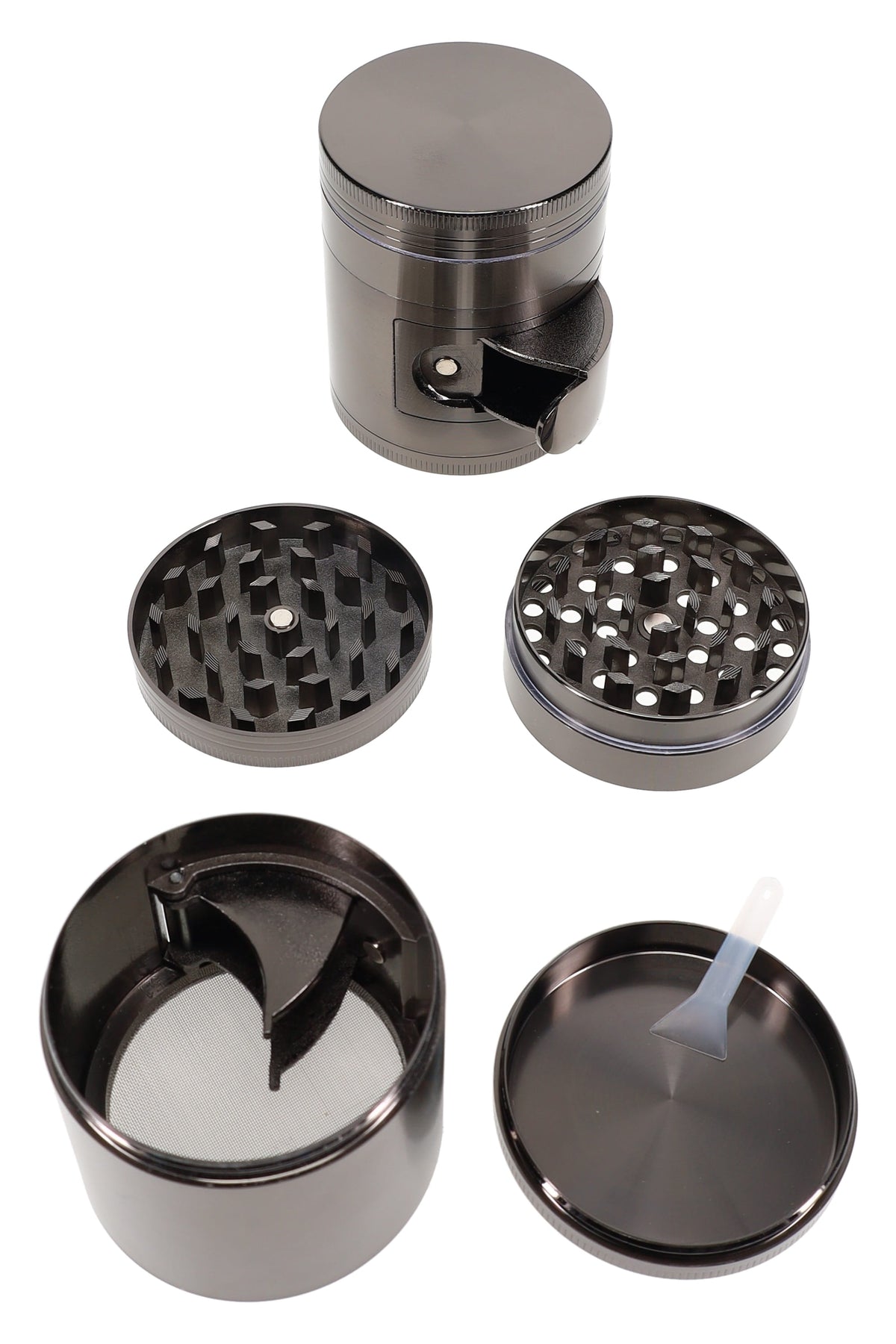 4-Part Metal Herb Grinder with Dispenser “Tap & Twist” – 2″ (53 mm)