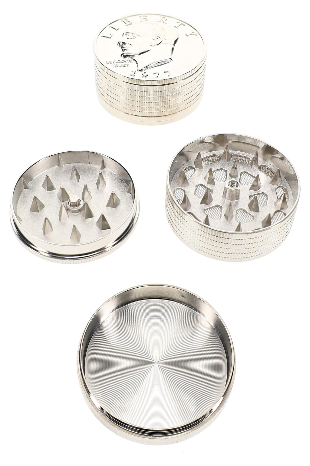 Coin 3-Part Metal Herb Grinder “Pocket UFO” – 2″
