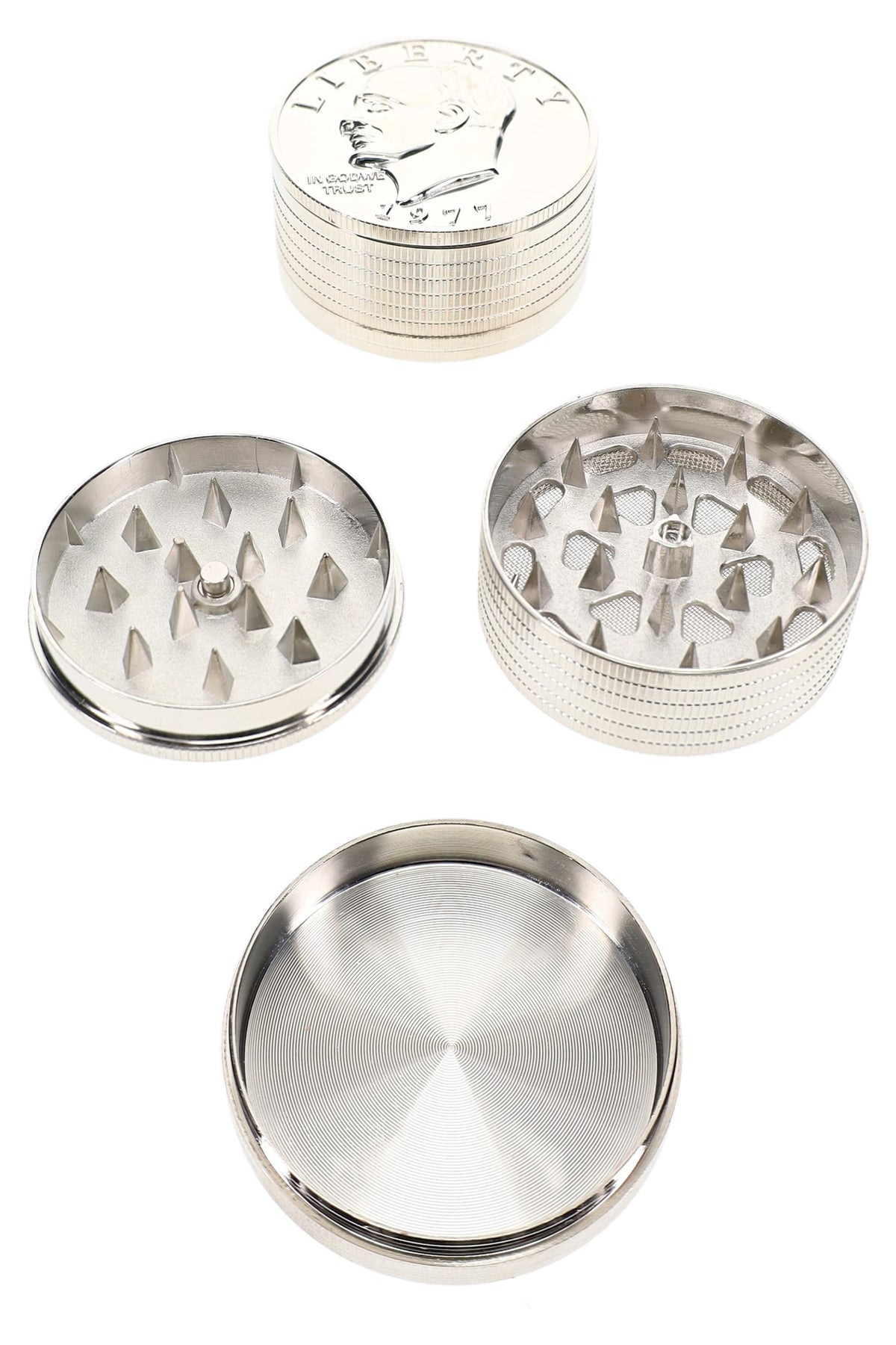 Coin 3-Part Metal Herb Grinder “Pocket UFO” – 2″