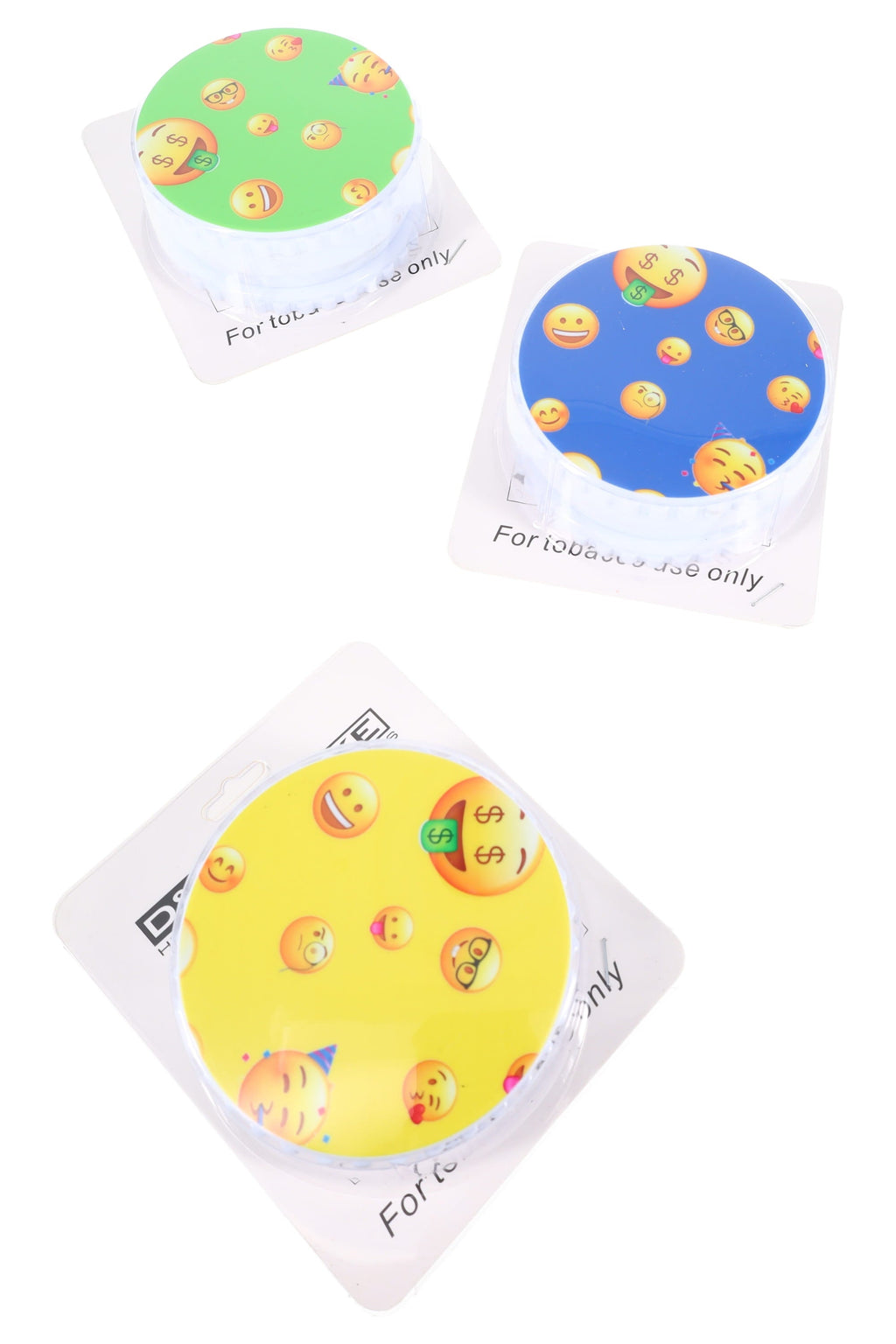 Plastic 4″ 3-Part Grinder + Metal Pipe “Emoji Stash” Set – 5 Screens – Assorted Colors