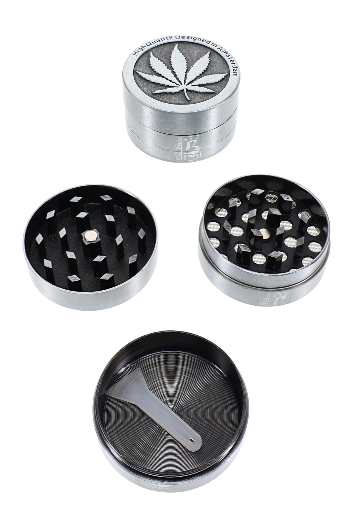 Leaf Design 3-Part Metal Herb Grinder “Mini Leaf” – 1½″