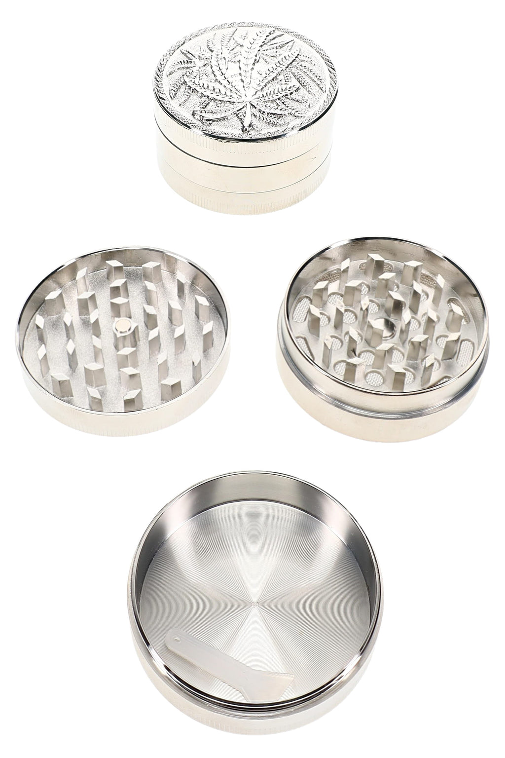 Leaf Design 3-Part Metal Herb Grinder “Leaf Lift” – 2″