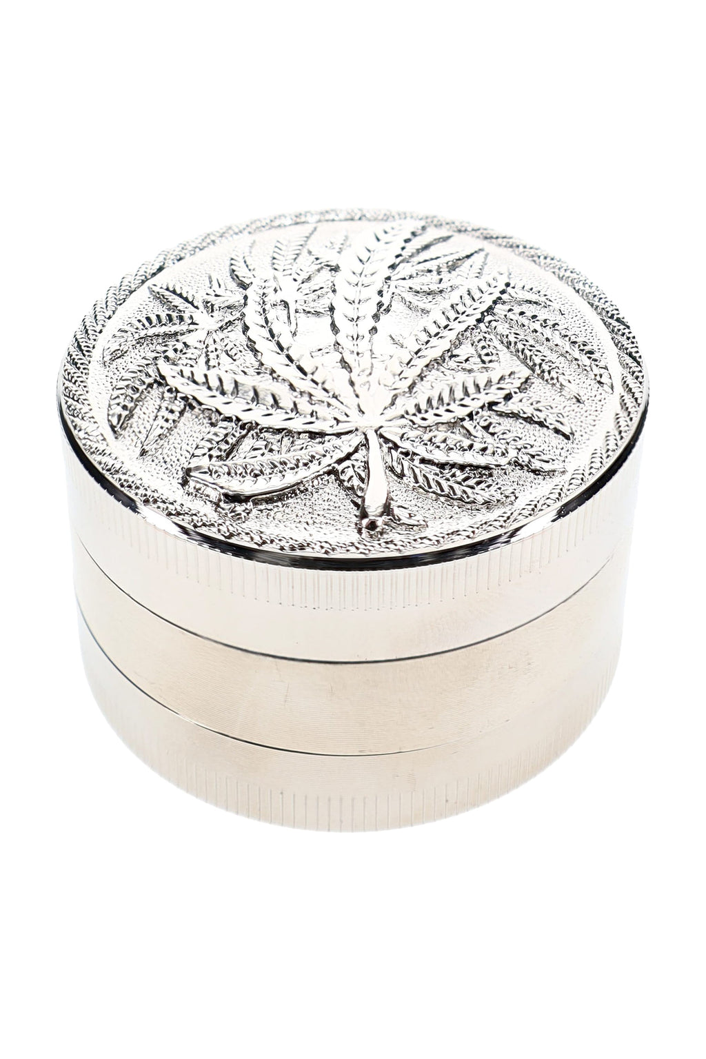 Leaf Design 3-Part Metal Herb Grinder “Leaf Lift” – 2″