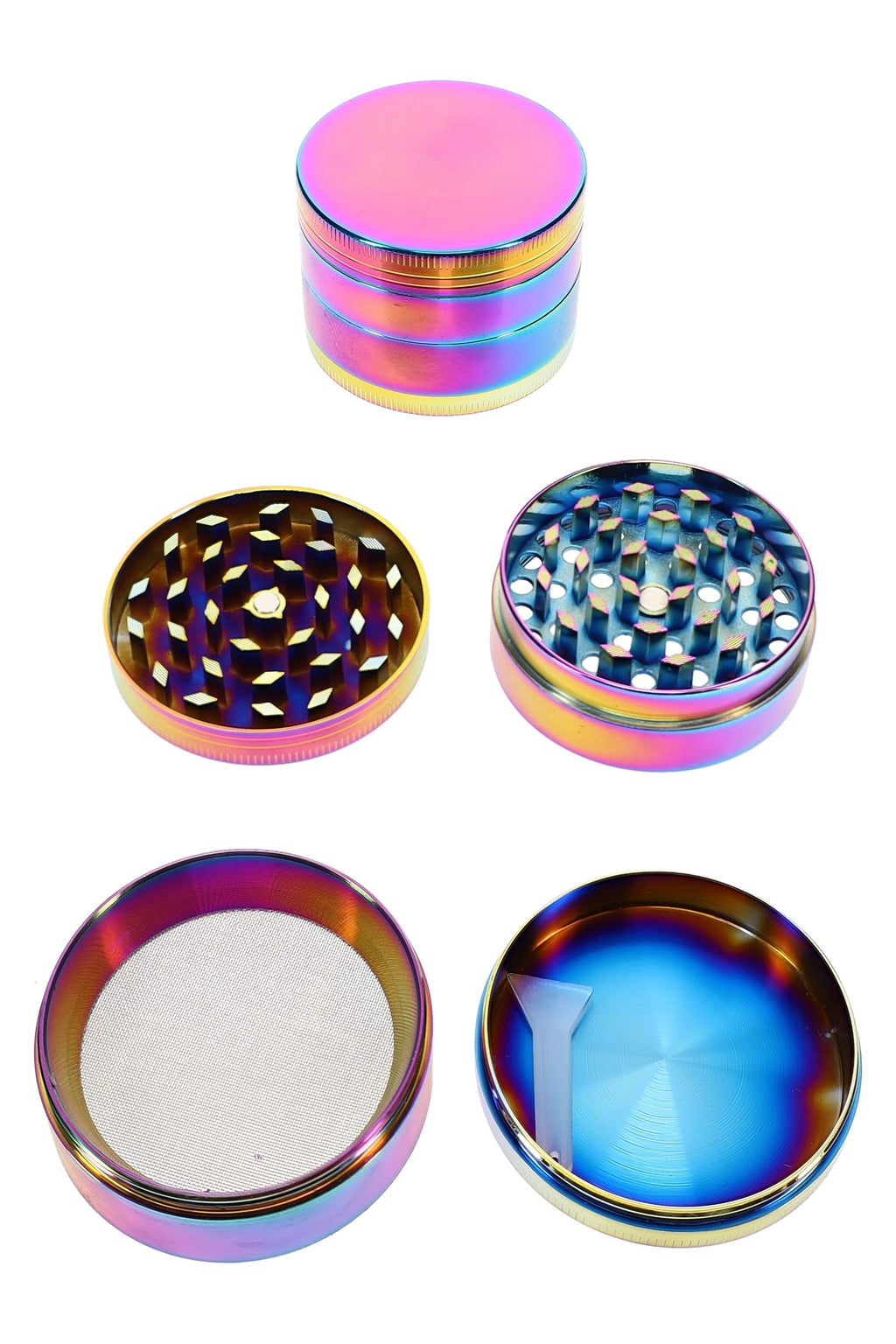 Rainbow 4-Part Metal Herb Grinder “Disco Mill” – 2″