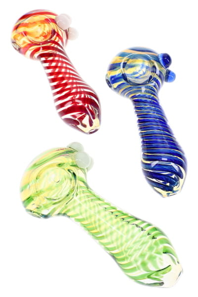 Color-Changing Spiral Glass Spoon Pipe “Twist Signal” – 4½″ – Assorted Colors