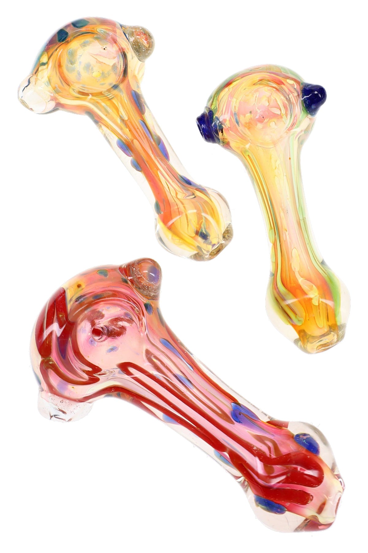 Gold Fumed Color-Changing Glass Spoon Pipe “Candy Flow” – 4.5″ – Assorted Colors