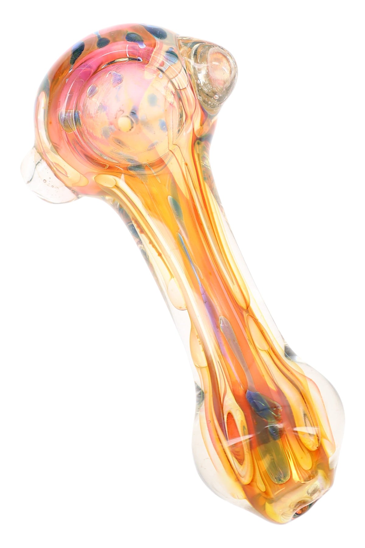Gold Fumed Color-Changing Glass Spoon Pipe “Candy Flow” – 4.5″ – Assorted Colors