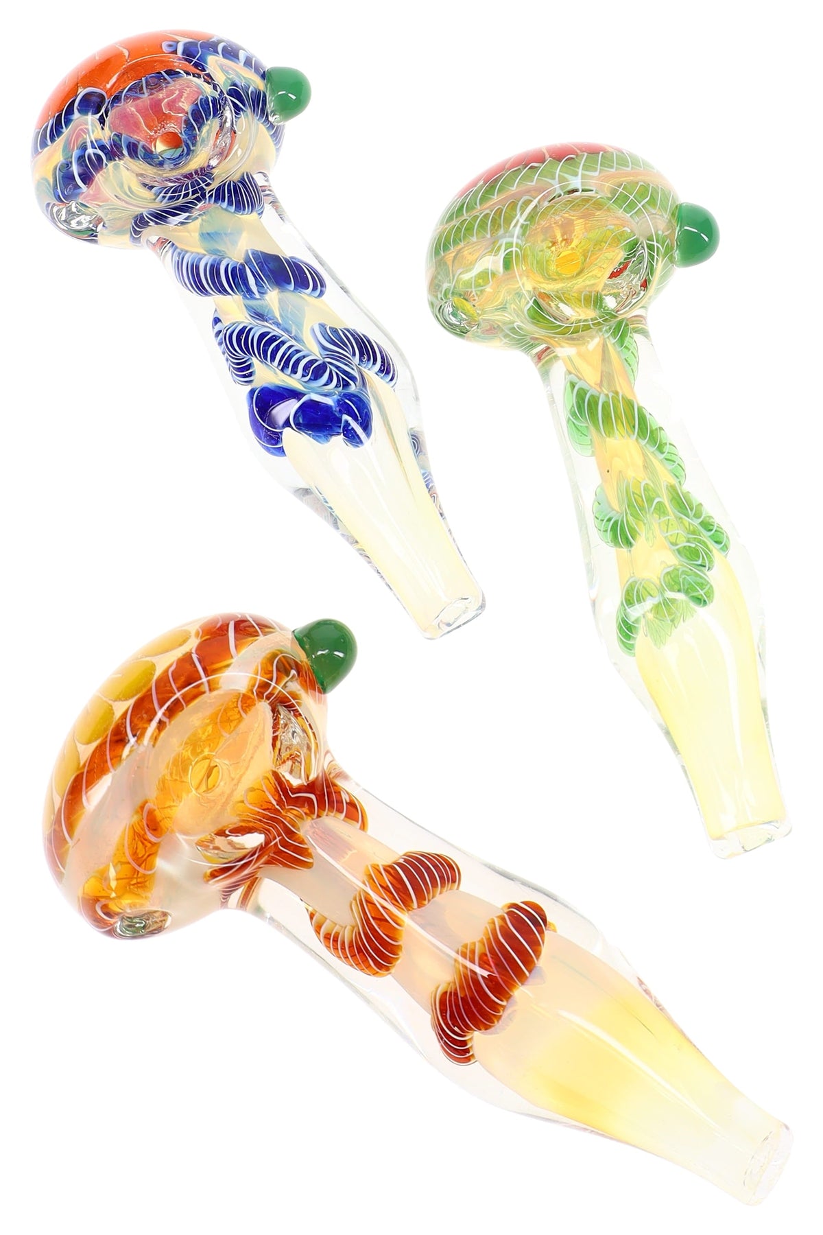 Color-Changing Striped Glass Hand Pipe “Chroma Coil” – Assorted Colors