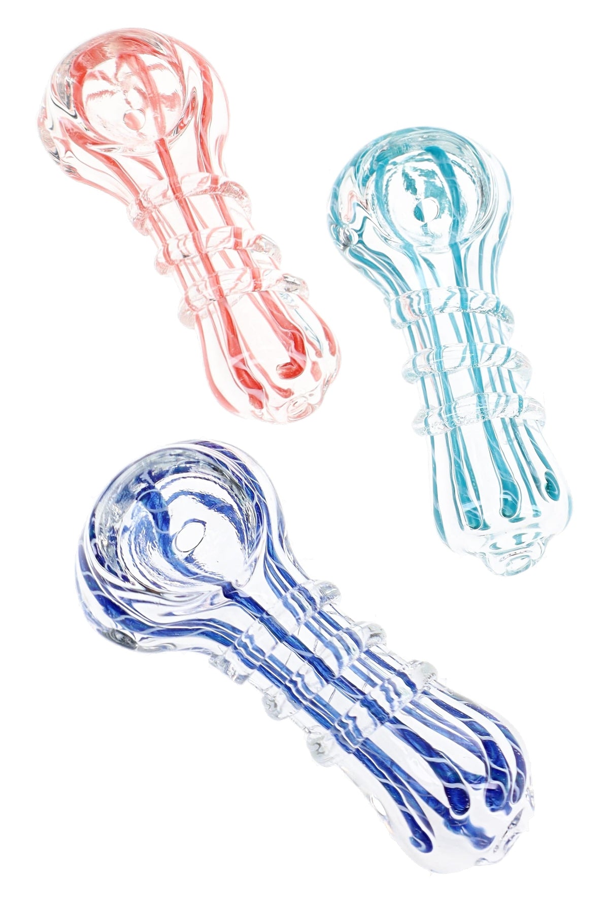 Colorful Striped Glass Spoon Pipe “Pocket Coil” – 2½″ – Assorted Colors