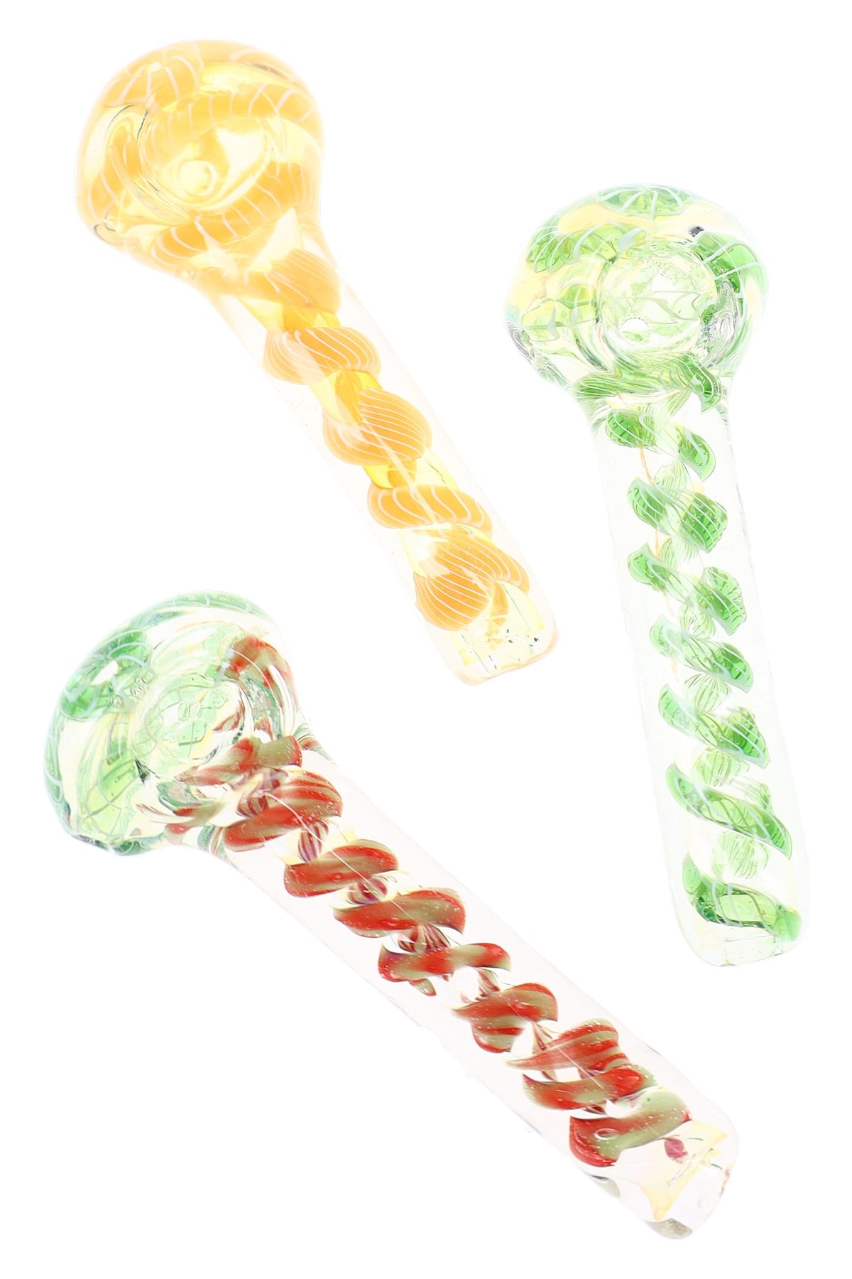 Color-Changing Striped Spoon Pipe “Tiny Spiral” – 3½″ – Assorted Colors