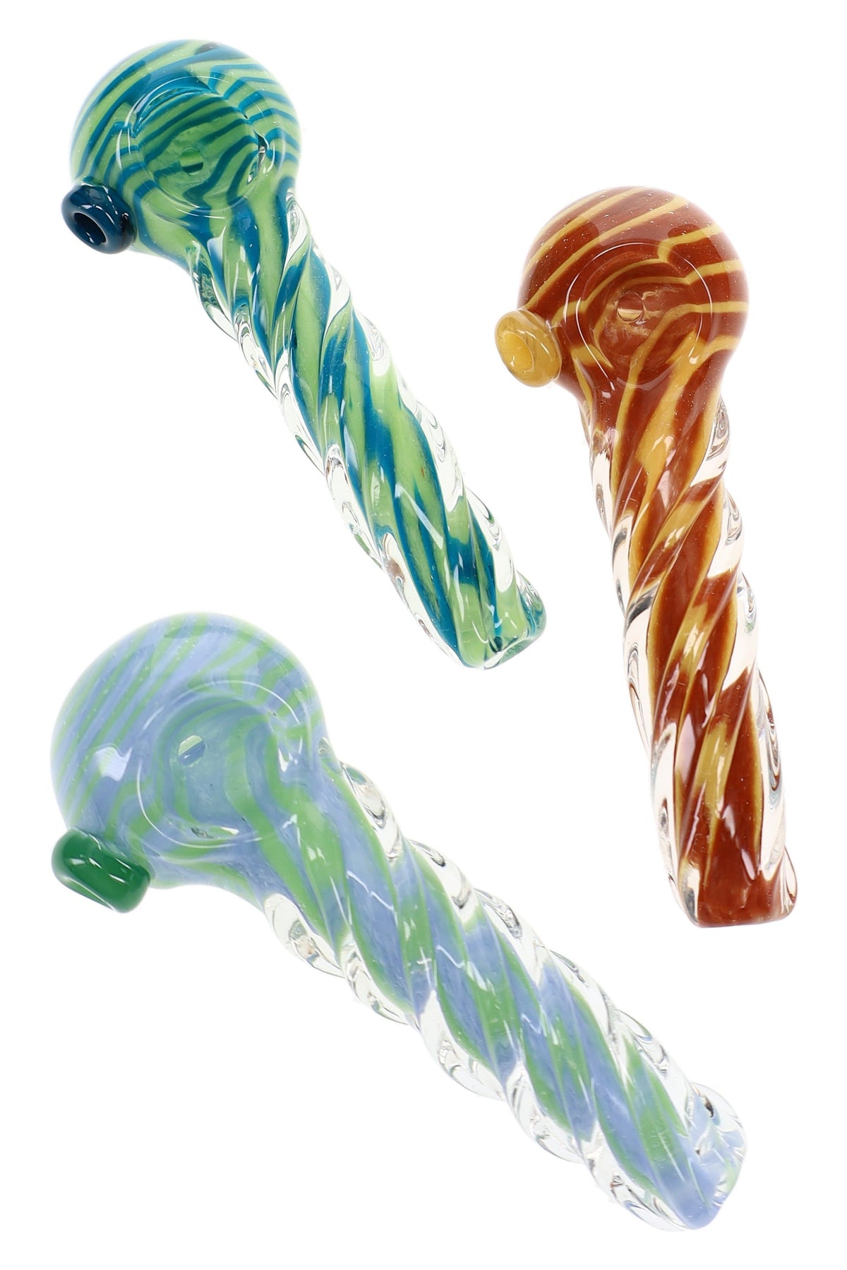 Color-Changing Frit Twisted Spoon Pipe “Twist Pop” – 4½″ – Assorted Colors