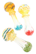 Color-Changing Frit Multicolor Striped Glass Hand Pipe “Rainbow Rip” – 4½″