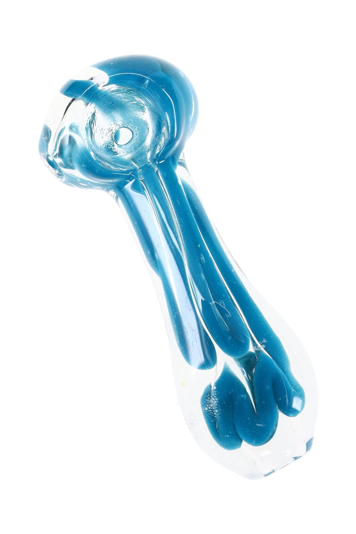 Clear Squiggle Stripe Spoon Pipe “Candy Drip” – 3½″ – Assorted Colors