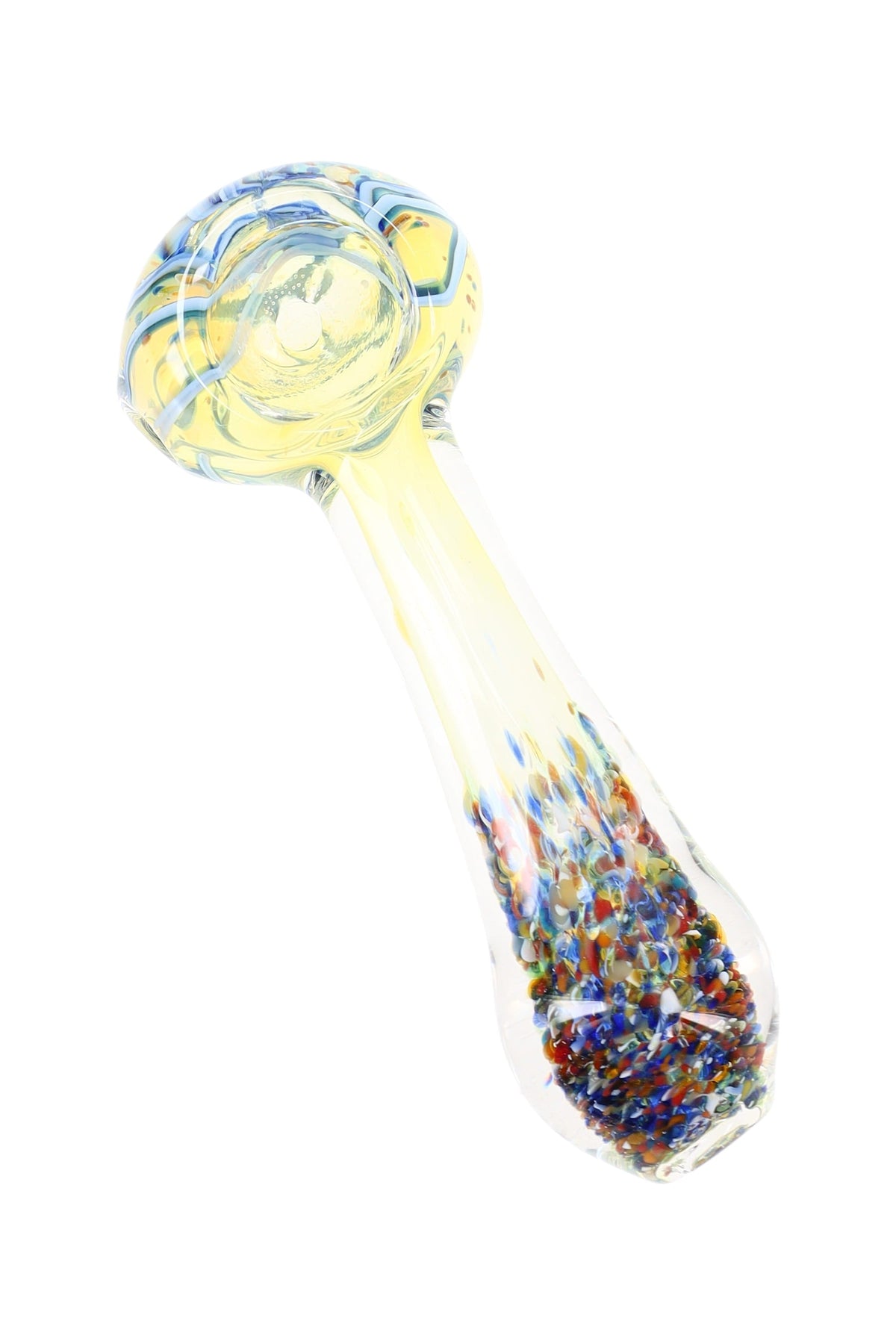 Color-Changing Striped Frit Spoon Pipe “Confetti Fade” – Assorted Colors