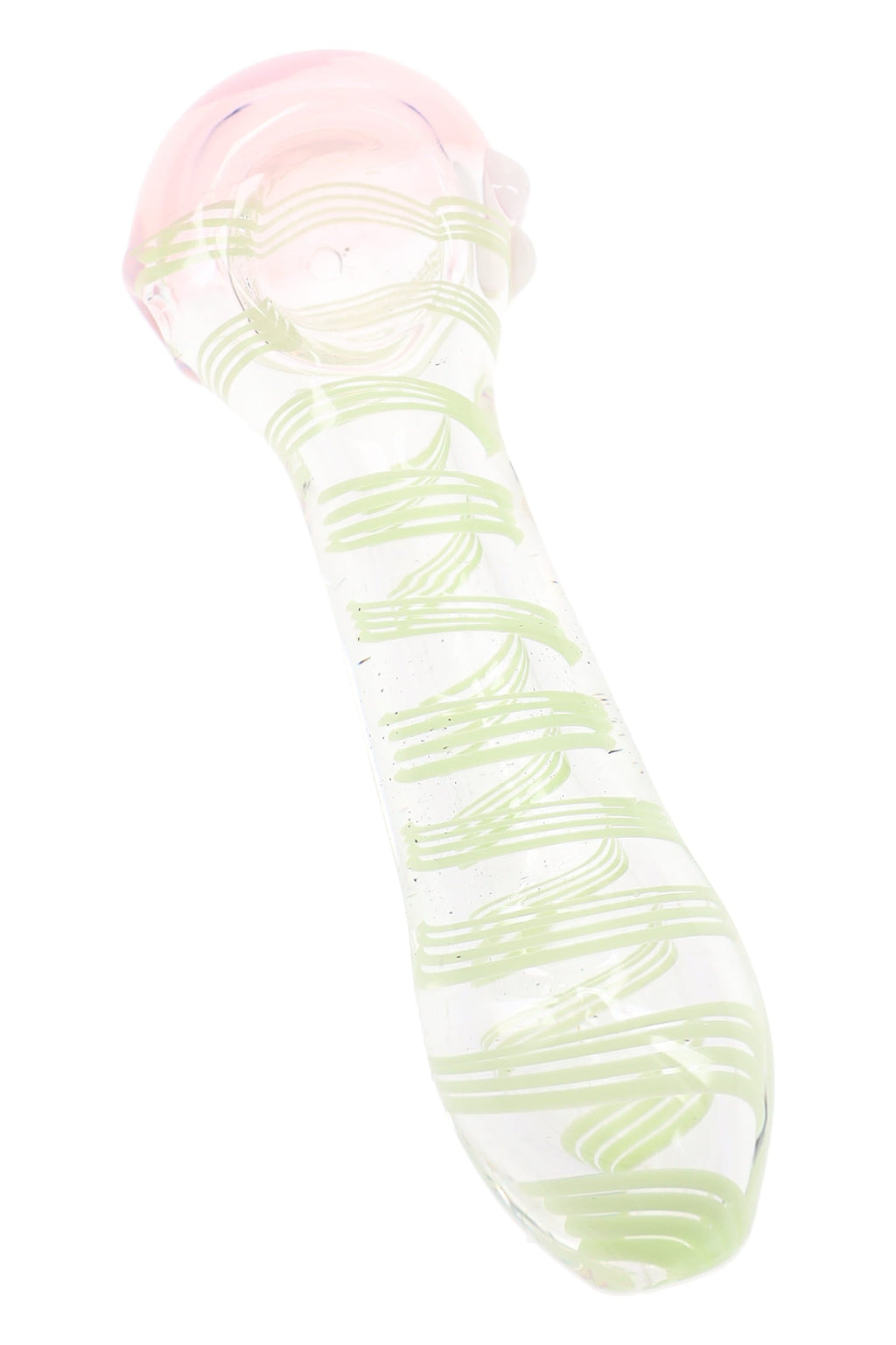 Neon Swirl Clear Glass Spoon Pipe “Glow Ribbon” – 4.5″ – Assorted Colors