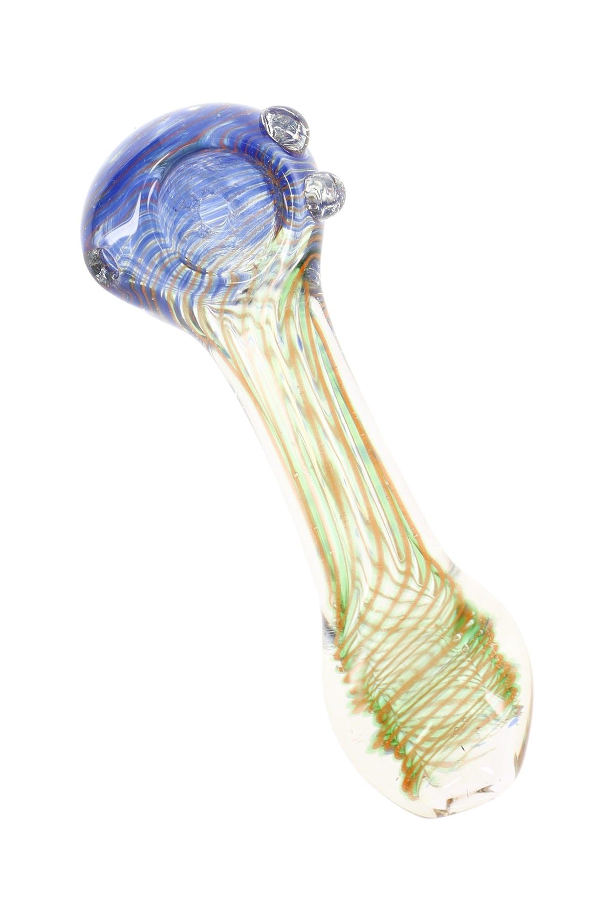 Color-Changing Multicolor Squiggle Stripe Spoon Pipe “Neon Noodle” – Assorted Colors