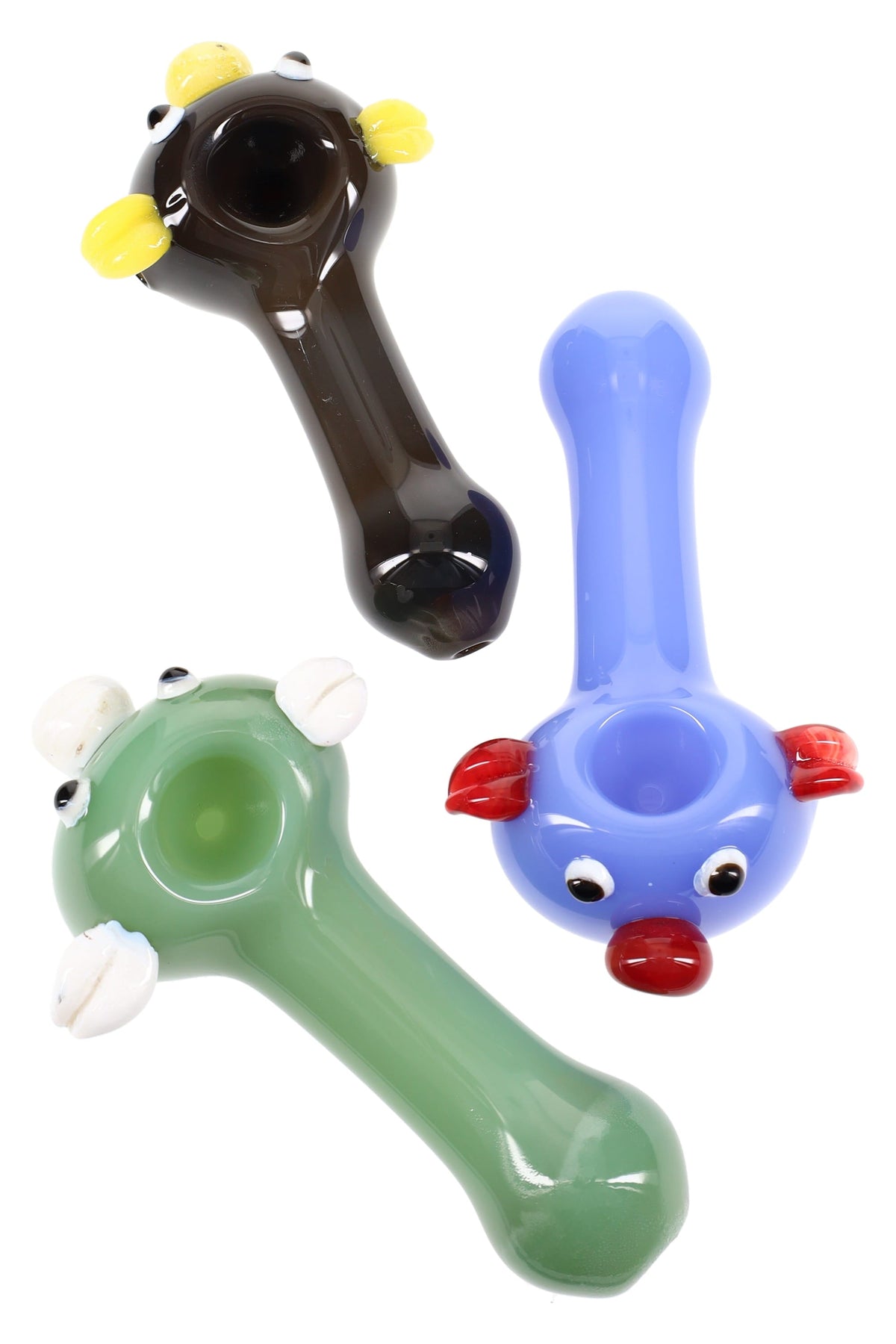Colored Glass Pig Face Spoon Pipe “Oink Buddy” – 4½″ – Assorted Colors