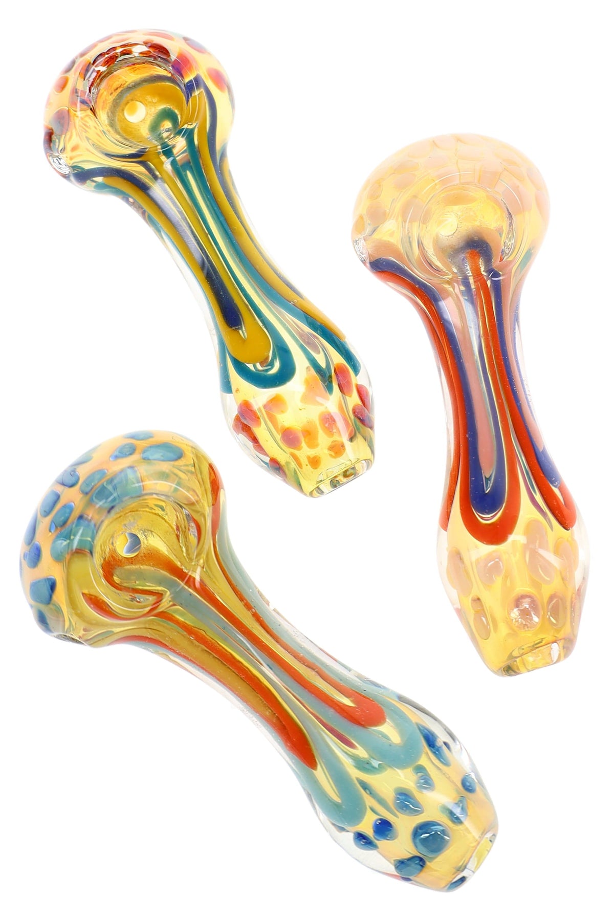 Color-Changing Squiggle Dot Spoon Pipe “Dot Dash” – 4″ – Assorted Colors