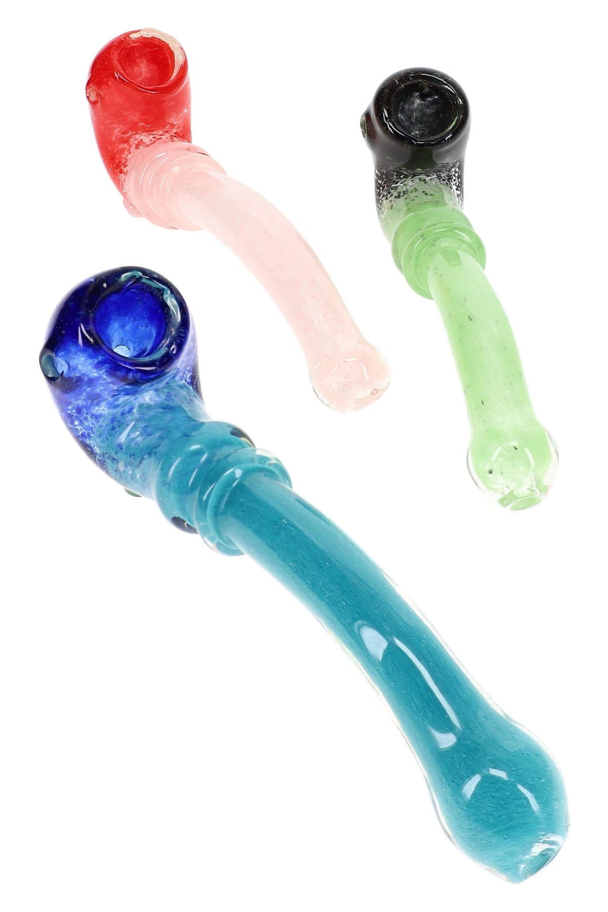 Two-Tone Frit Glass Sherlock Pipe “Color Loop” – 6½″ – Assorted Colors