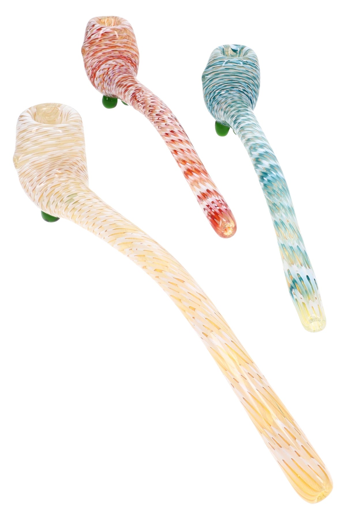Net Stripe Color-Changing Sherlock Pipe “Web Wizard” – 10″ – Assorted Colors