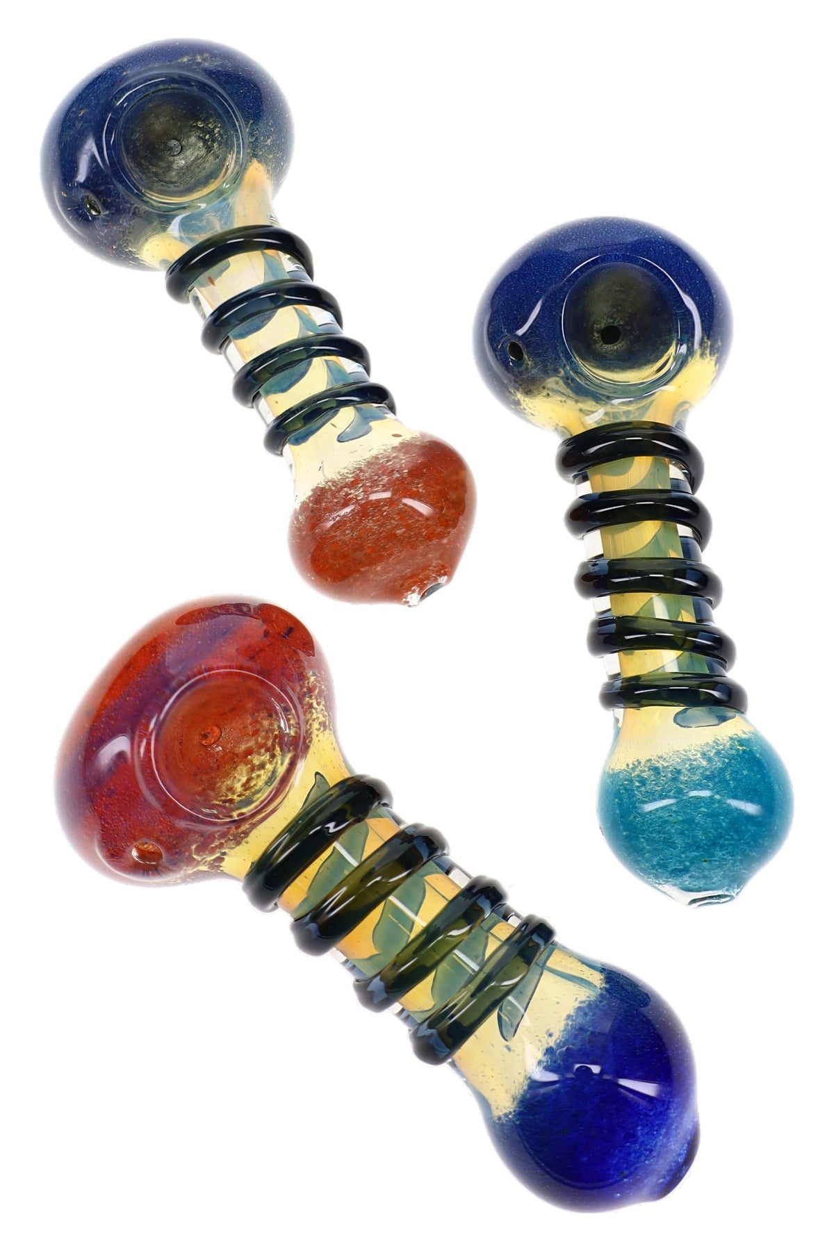 Color-Changing Frit Coil Glass Spoon Pipe “Coil Glow” – 5″ – Assorted Colors
