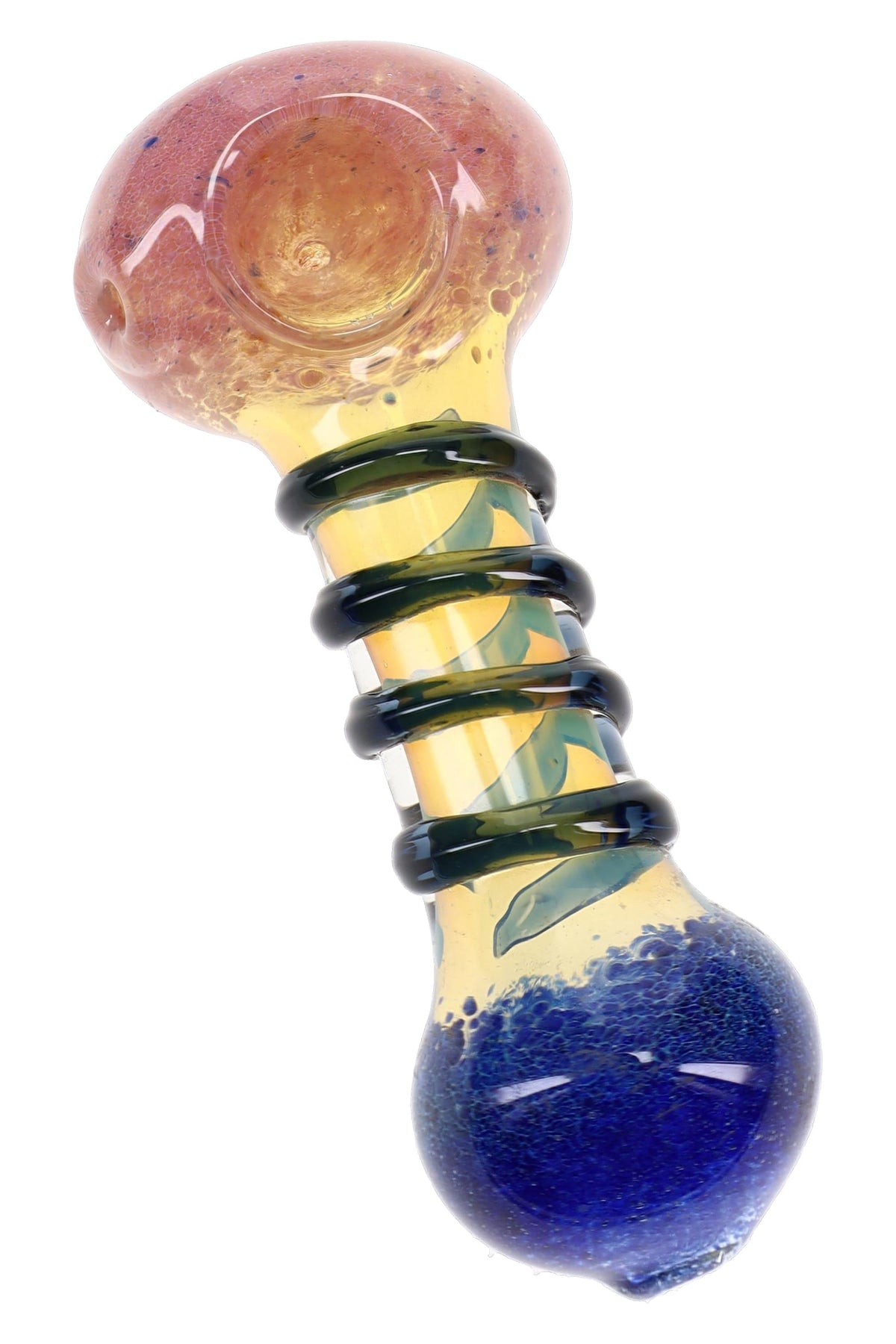 Color-Changing Frit Coil Glass Spoon Pipe “Coil Glow” – 5″ – Assorted Colors