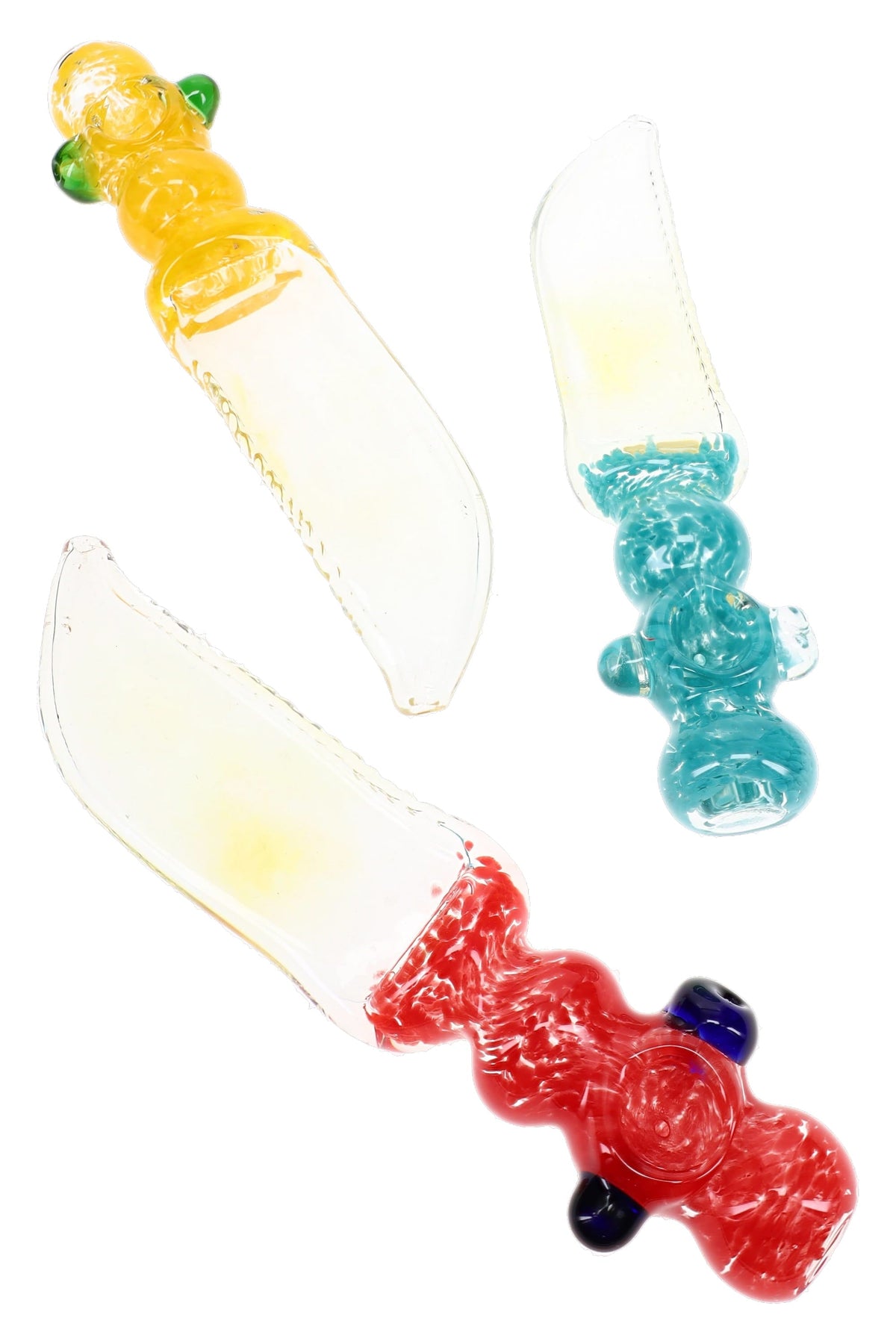 Color-Changing Frit Glass Knife Spoon Pipe “Blade Bloom” – 8″ – Assorted Colors