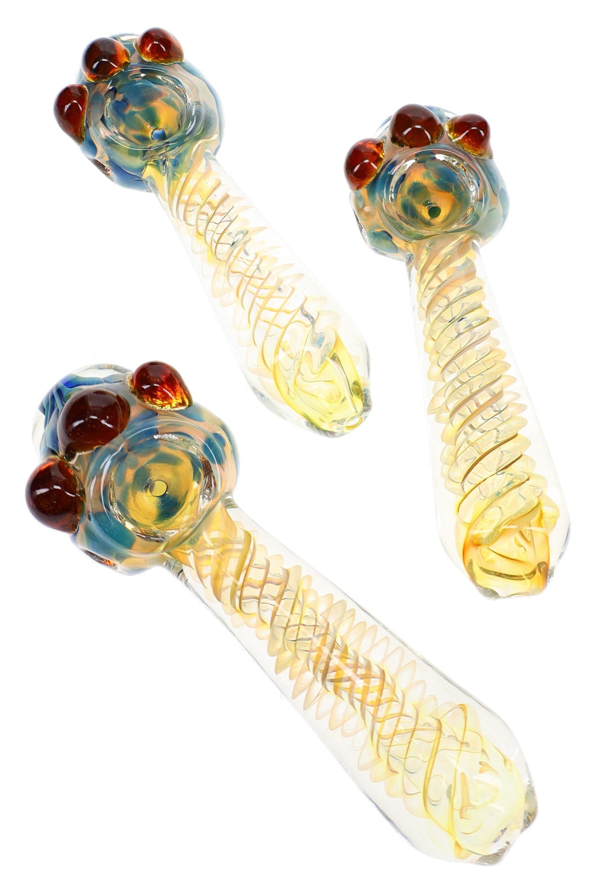 Color-Changing Spiral Bubble Glass Spoon Pipe “Marble Halo” – 5½″ – Assorted Colors