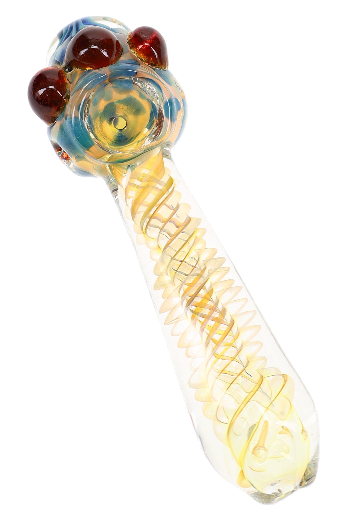 Color-Changing Spiral Bubble Glass Spoon Pipe “Marble Halo” – 5½″ – Assorted Colors