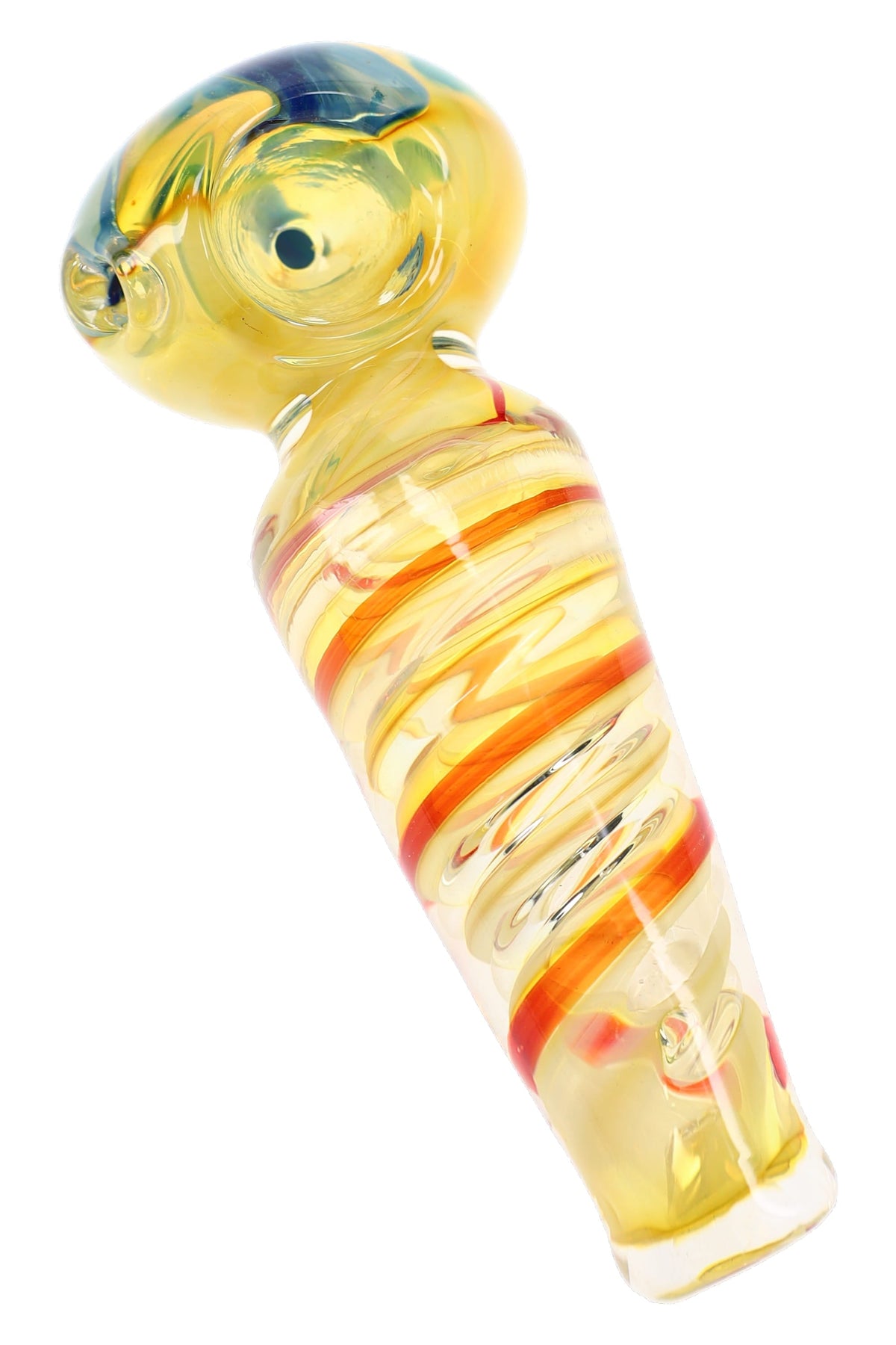 Swirl Striped Fumed Floral Glass Spoon Pipe “Bloom Band” – 4½″ – Assorted Colors