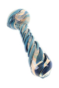 Silver-Fumed Spiral Bubble Glass Spoon Pipe “Swirl Stack” – 4½″ – Assorted Colors