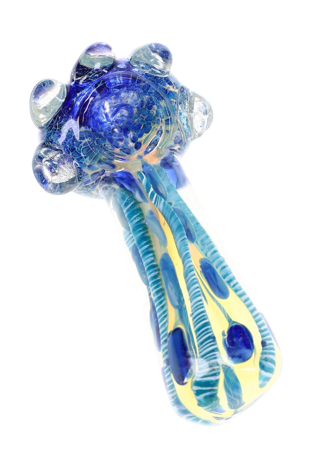 Color-Changing Bubble Frit Spoon Pipe “Orb Trail” – 4½″ – Assorted Colors