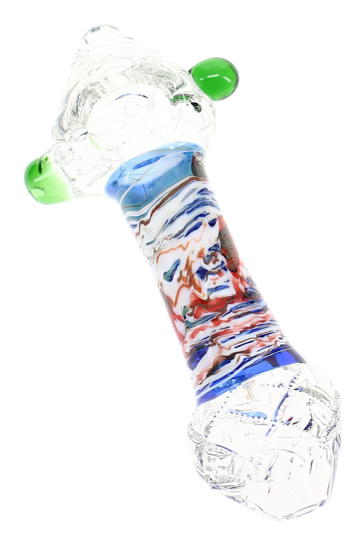 Painted Color Clear Glass Spoon Pipe “Gallery Grip” – 5″ – Assorted Colors