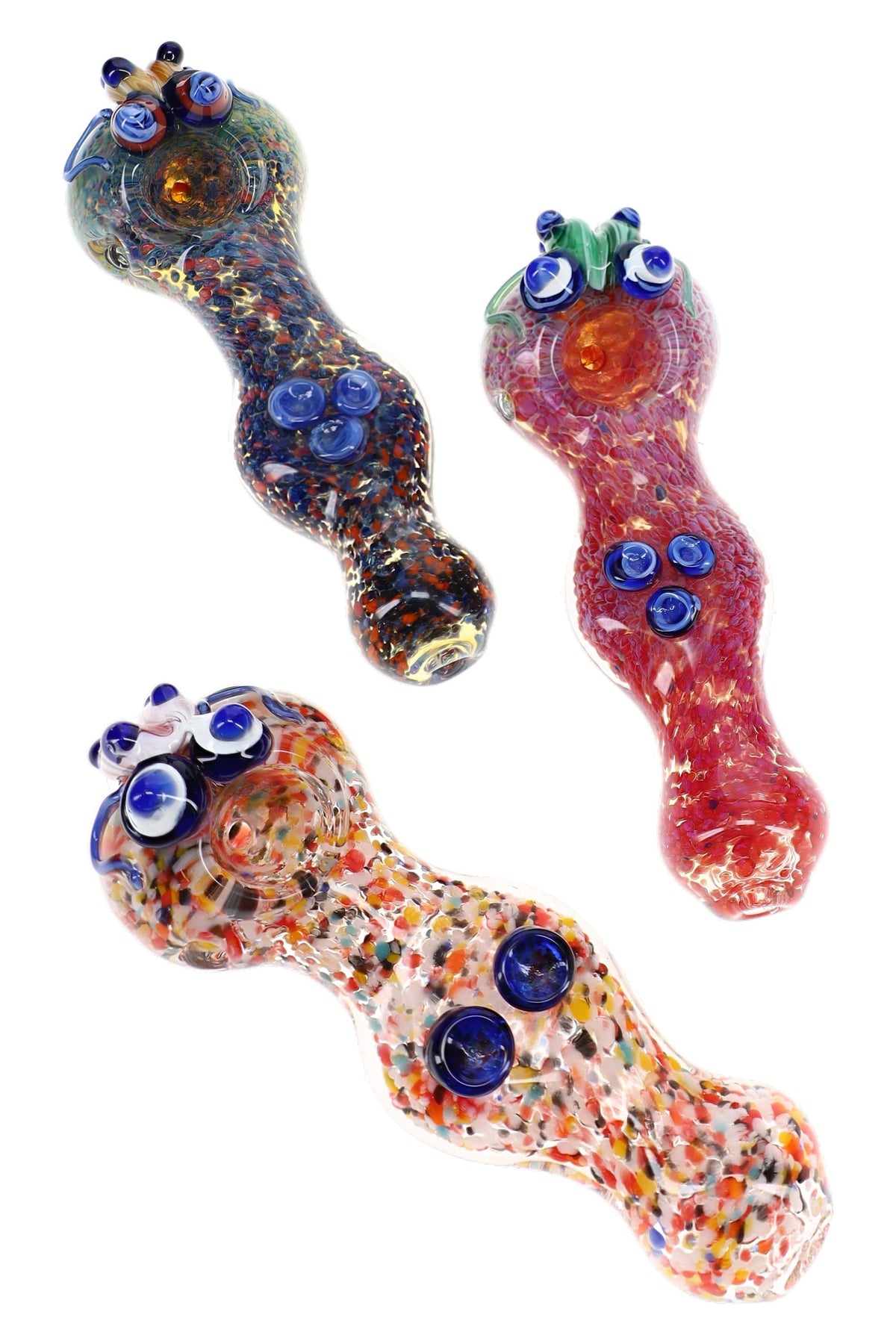 Color-Changing Frit Critter Glass Spoon Pipe “Bug Eyes” – 5″ – Assorted Colors