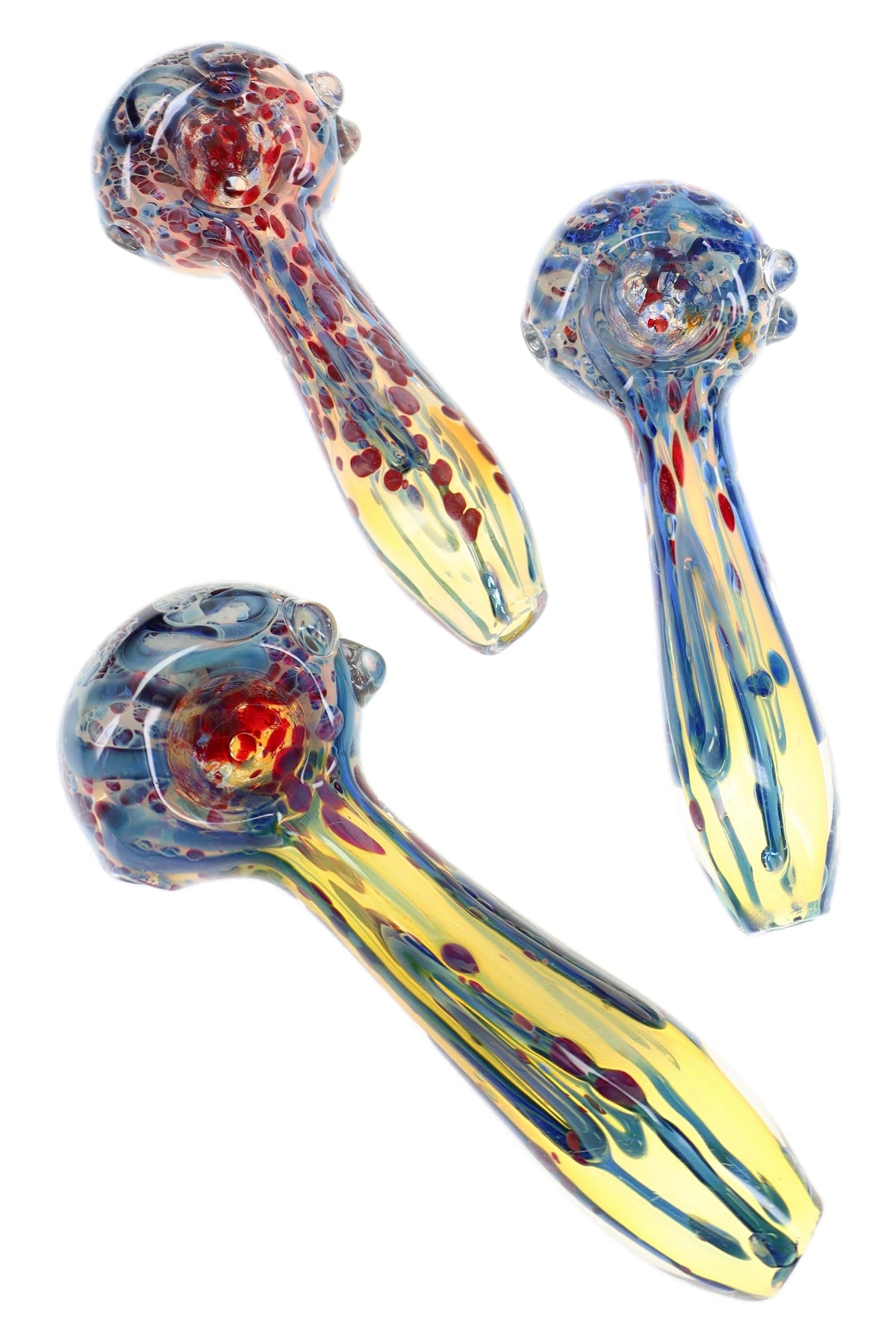 Color-Changing Fumed Frit Spoon Pipe “Comet Trail” – 4½″ – Assorted Colors