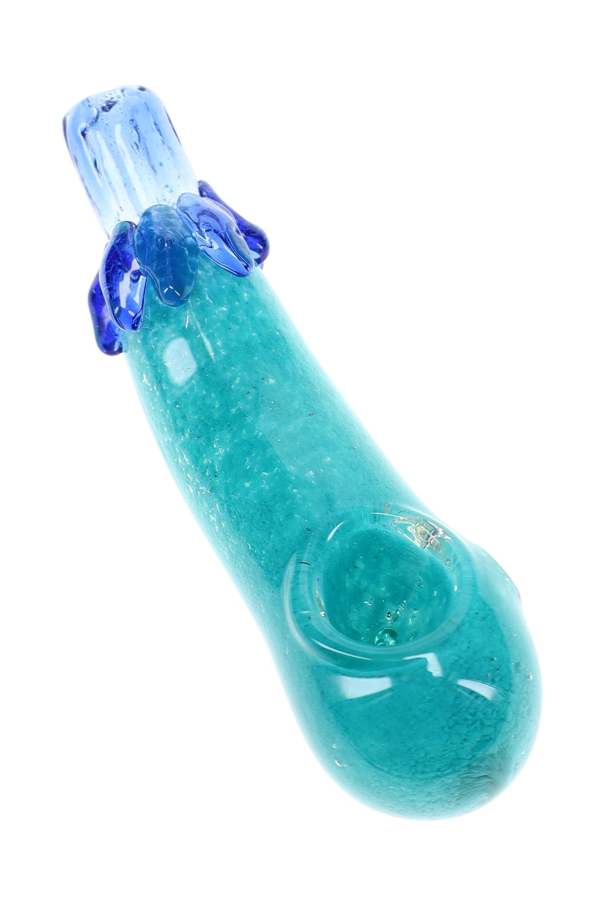 Colorful Frit Eggplant Glass Spoon Pipe “Garden Giggle” – 5½″ – Assorted Colors