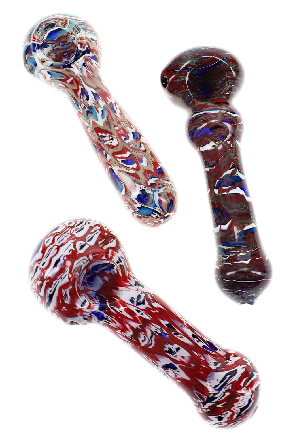 Multicolor Reverse Glass Spoon Pipe “Chaos Candy” – 4½″ – Assorted