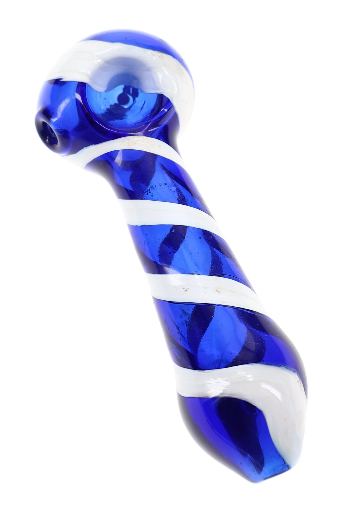 Painted White Stripe Glass Spoon Pipe “Orbit Twist” – 4″ – Assorted Colors