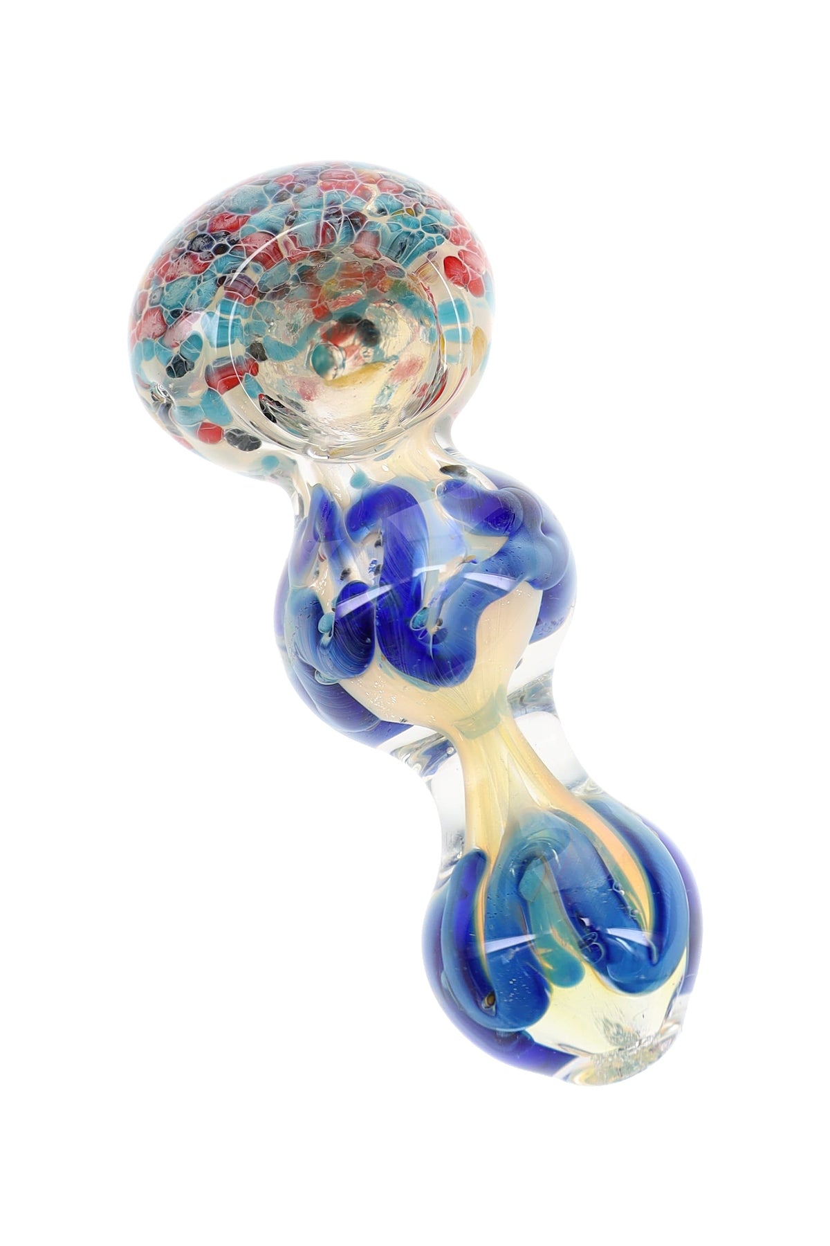 Color Changing Frit Glass Spoon Pipe “Confetti Curl” – 3.5″ – Assorted Colors