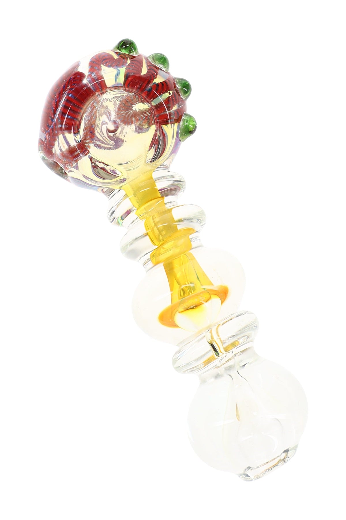 Gold Fumed Striped Ring Glass Spoon Pipe “Orbit Pop” – 4.5″ – Assorted Colors