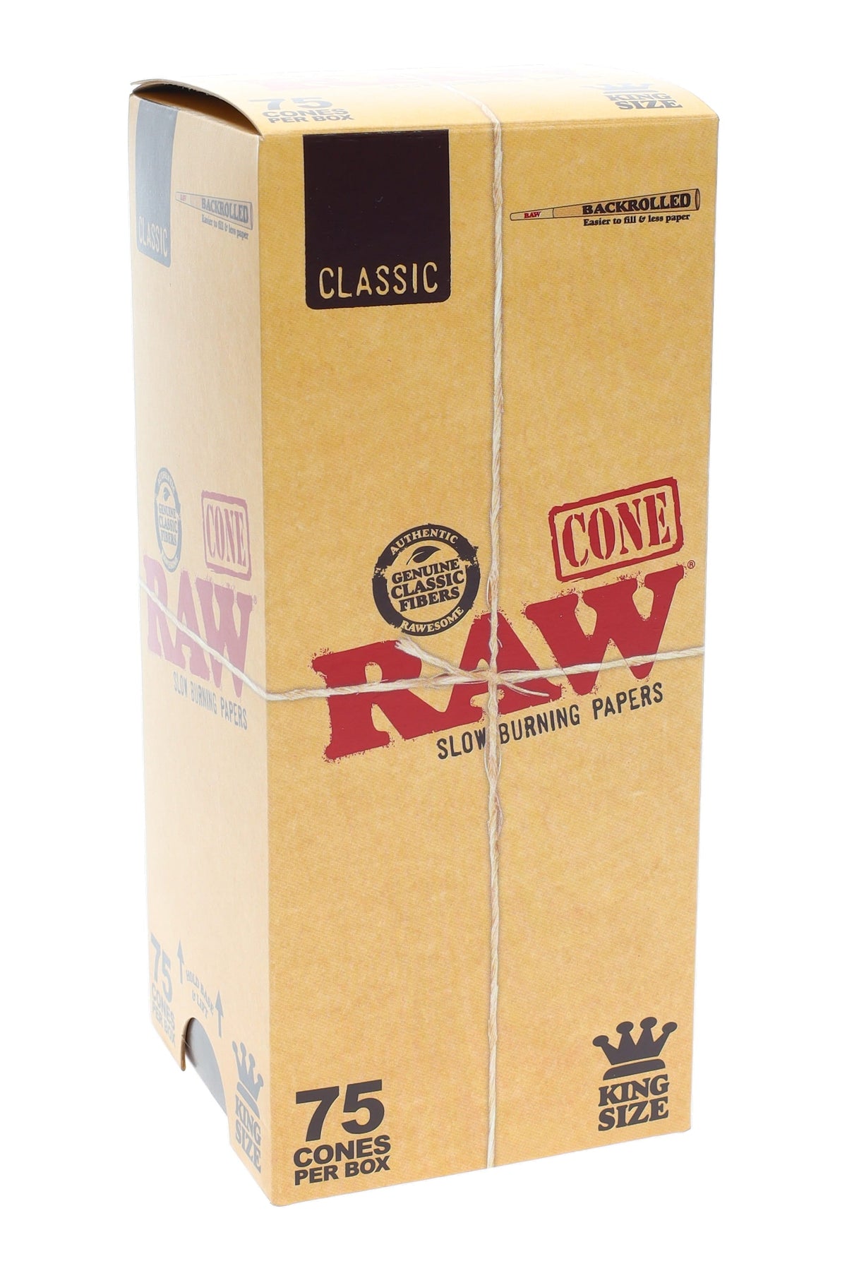 RAW Classic King Size Pre-Rolled Cones – 75-Count Box
